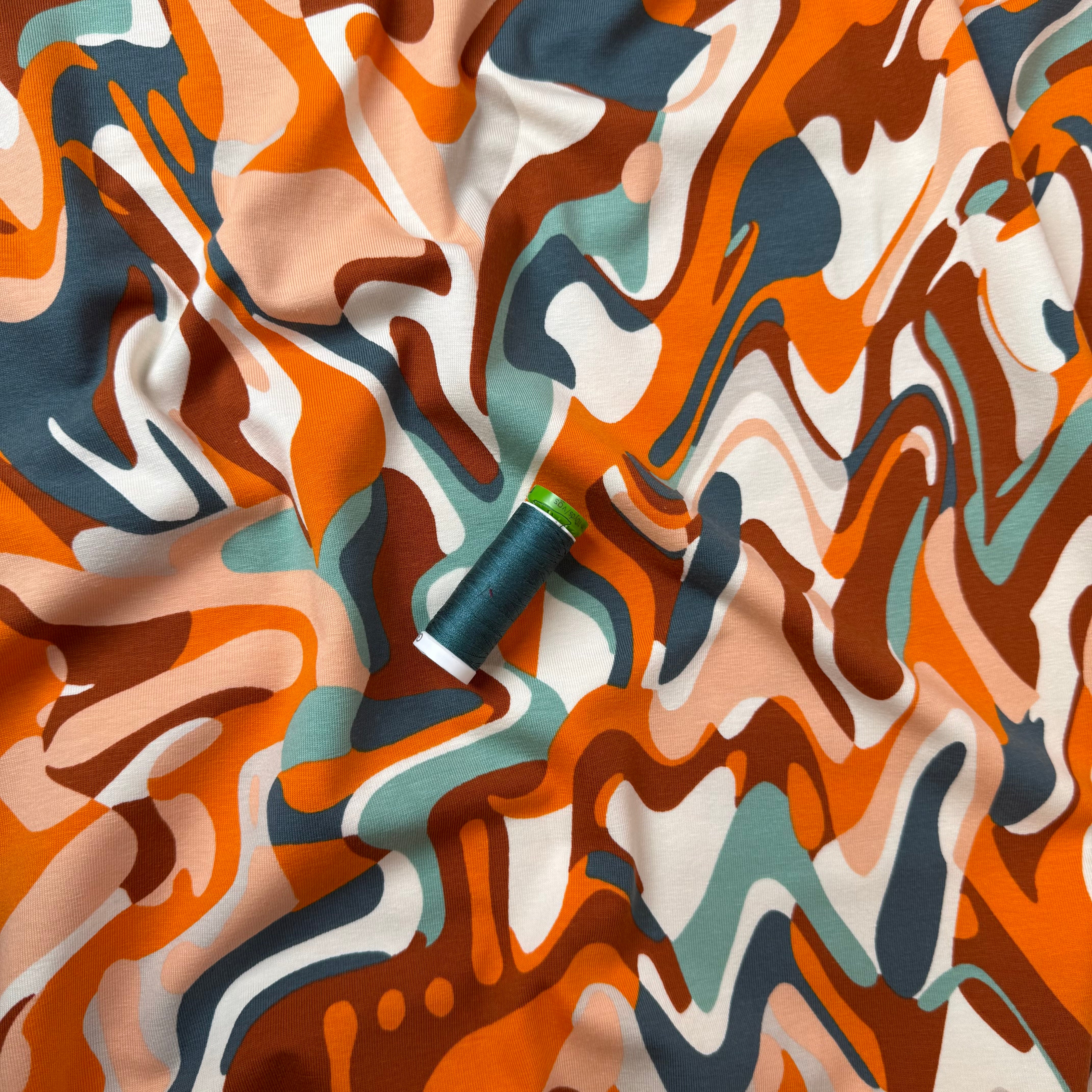 Autumn Swirls Cotton Jersey Fabric