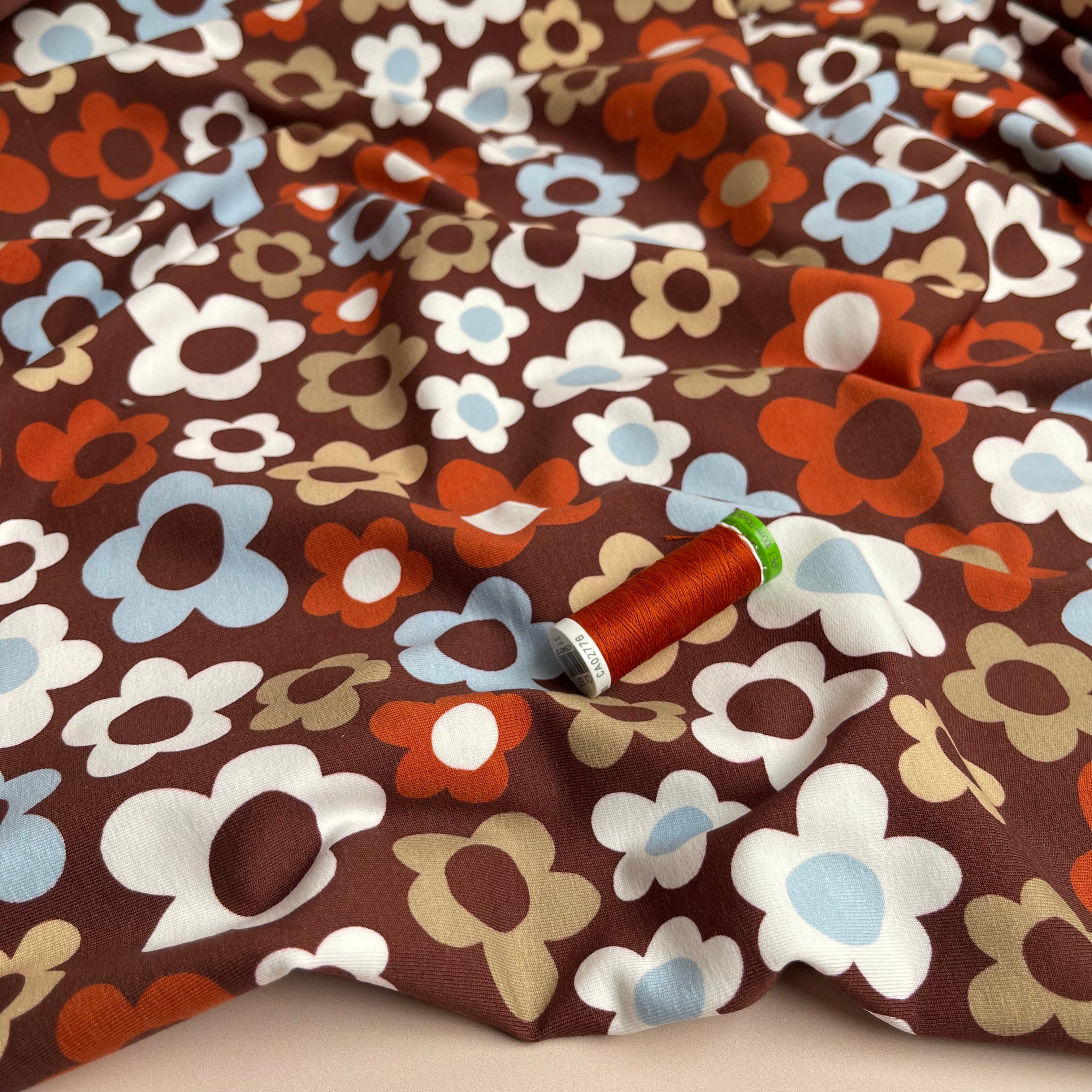 REMNANT 2.35 Metres - Danish Design - Retro Flowers Cotton Jersey