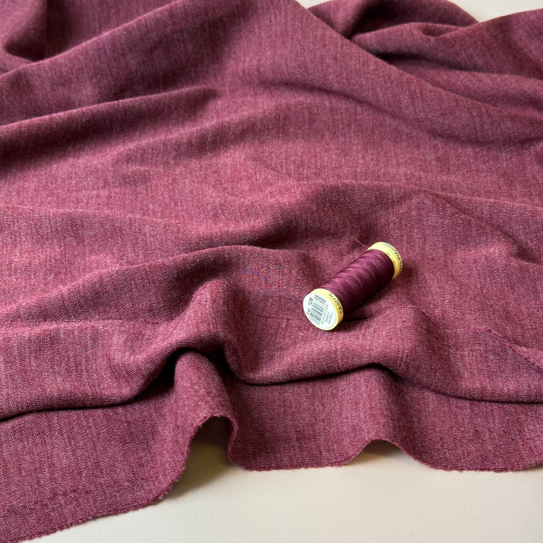 Pure Merino Wool Sweater Knit in Burdeaux Melange