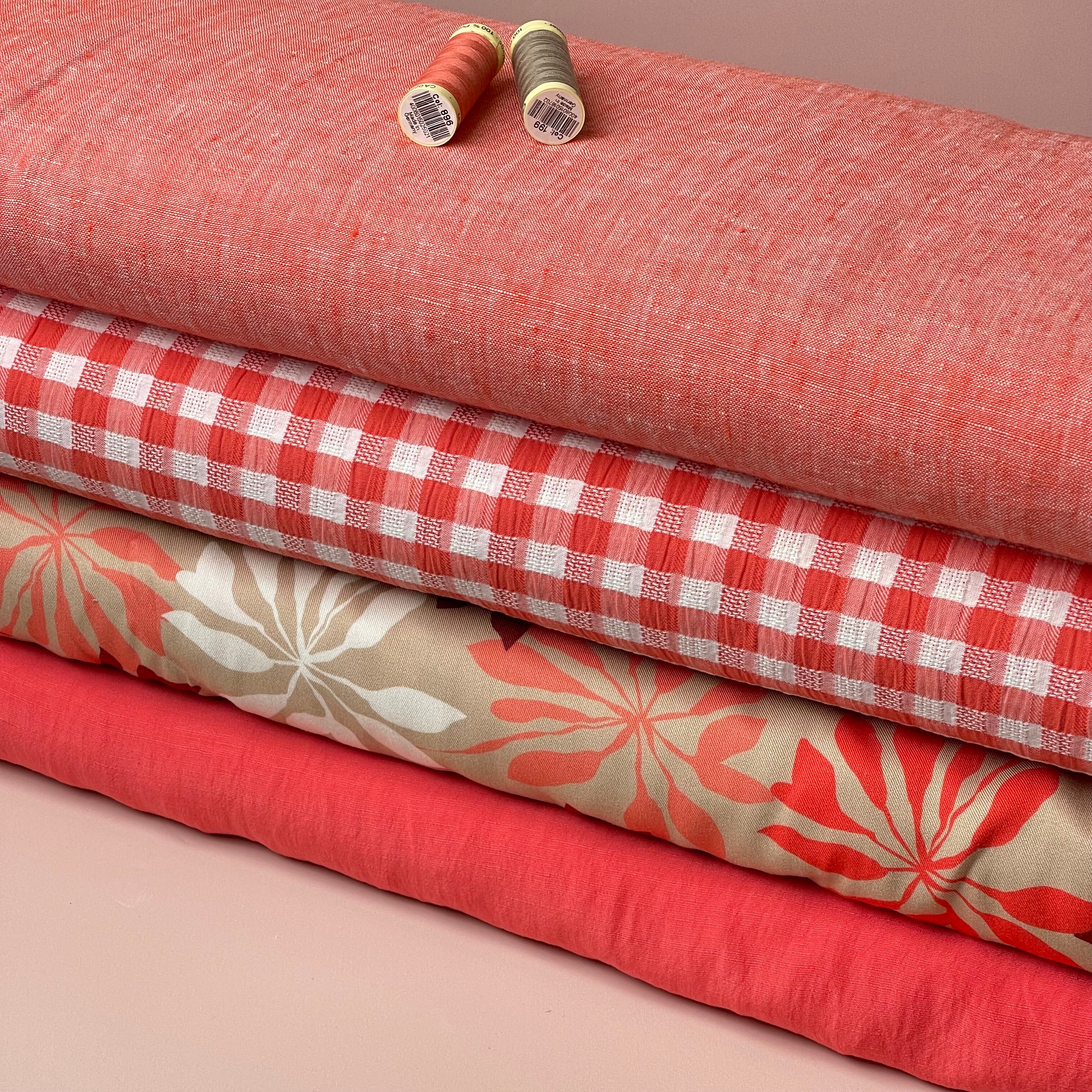 Yarn Dyed Pure Linen Fabric in Orange