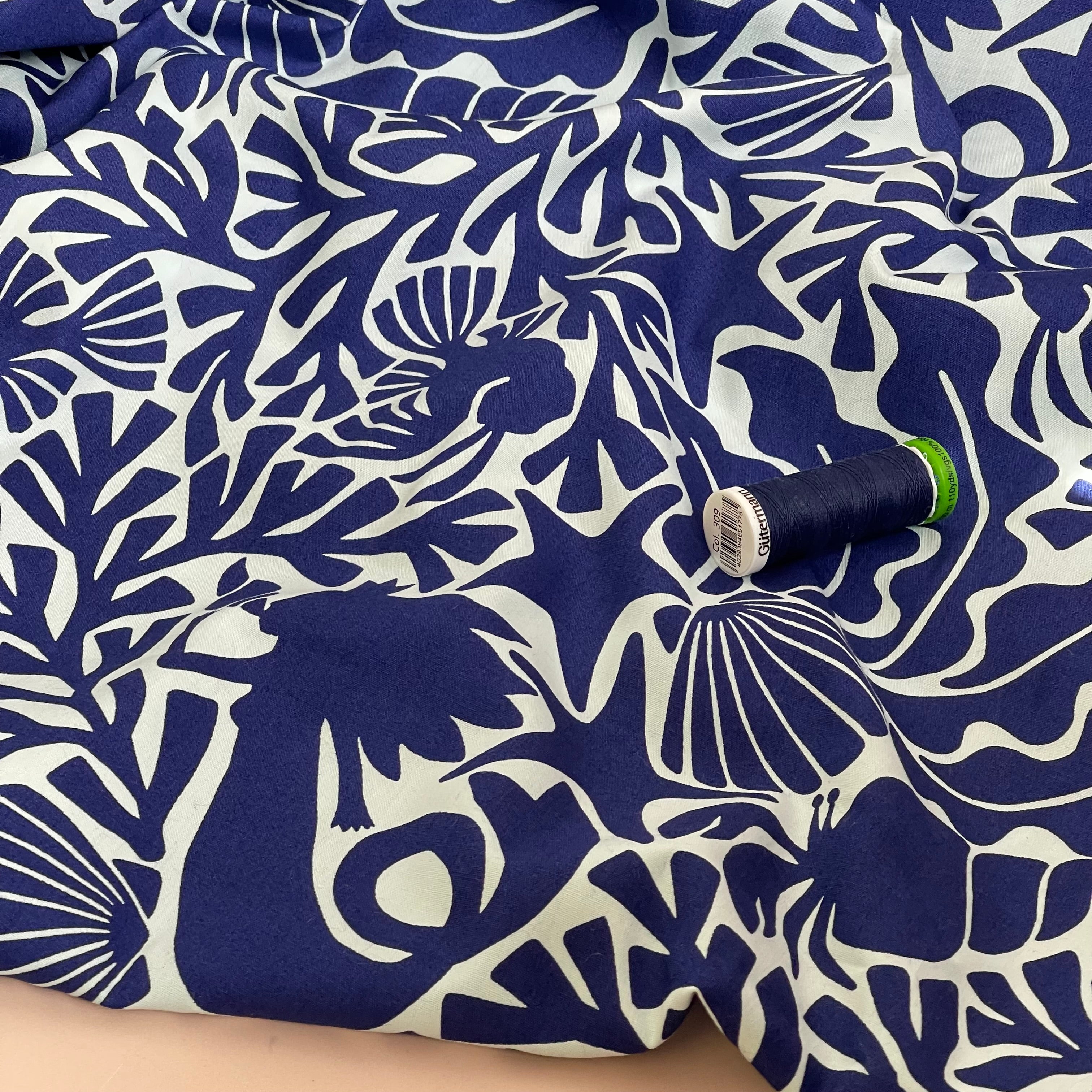 Ex-Designer Deadstock - Call of the Ocean Cotton Poplin Fabric