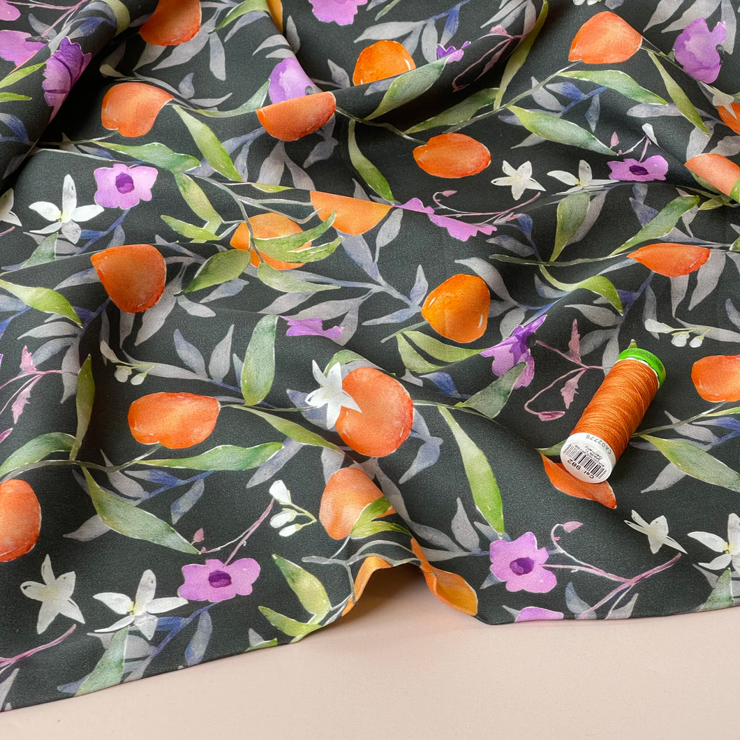 Orange Grove Viscose Sateen Fabric