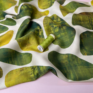 Light & Lush - Large Mossy Pebbles Viscose Twill Fabric