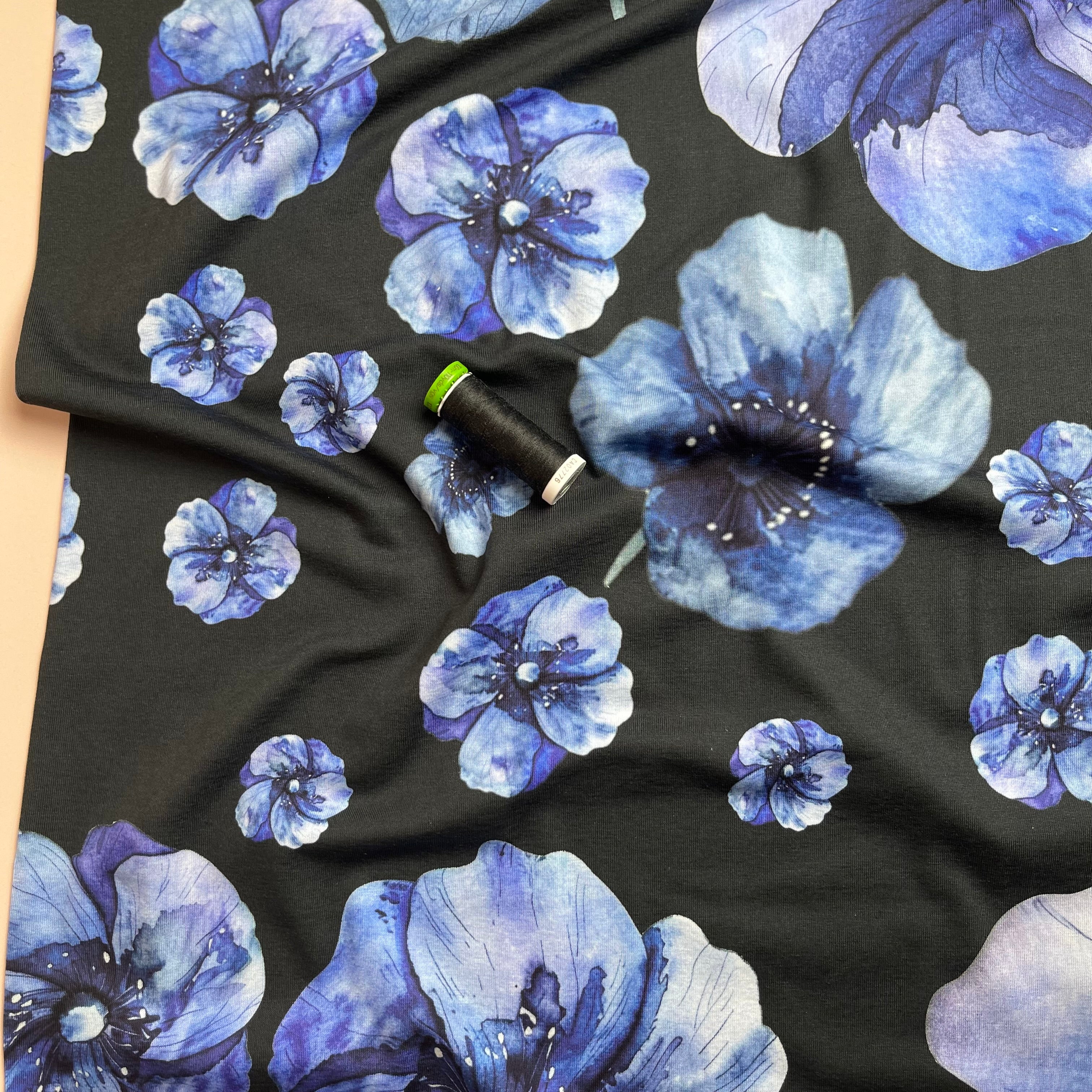 Danish Design - Watercolour Blue Poppy Cotton Jersey