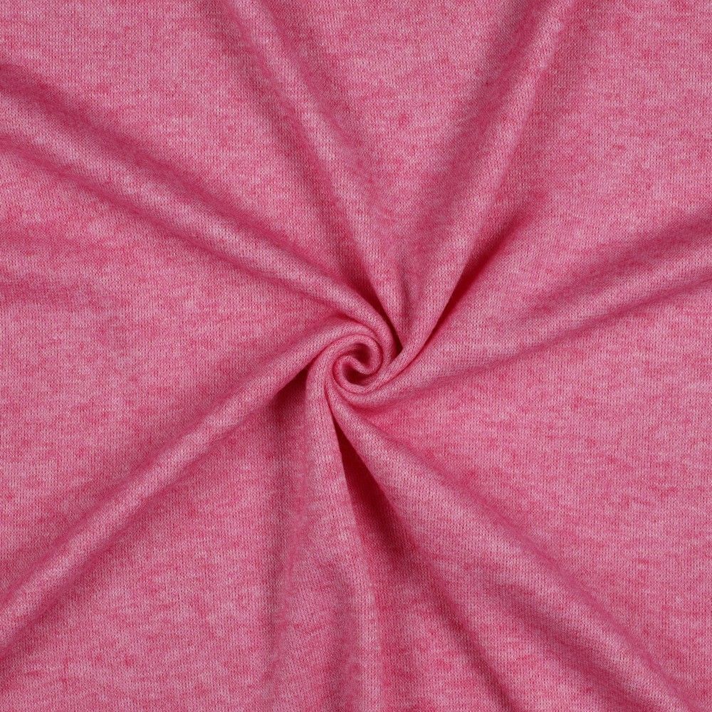 Snug Viscose Blend Sweater Knit in Fuchsia Pink Melange