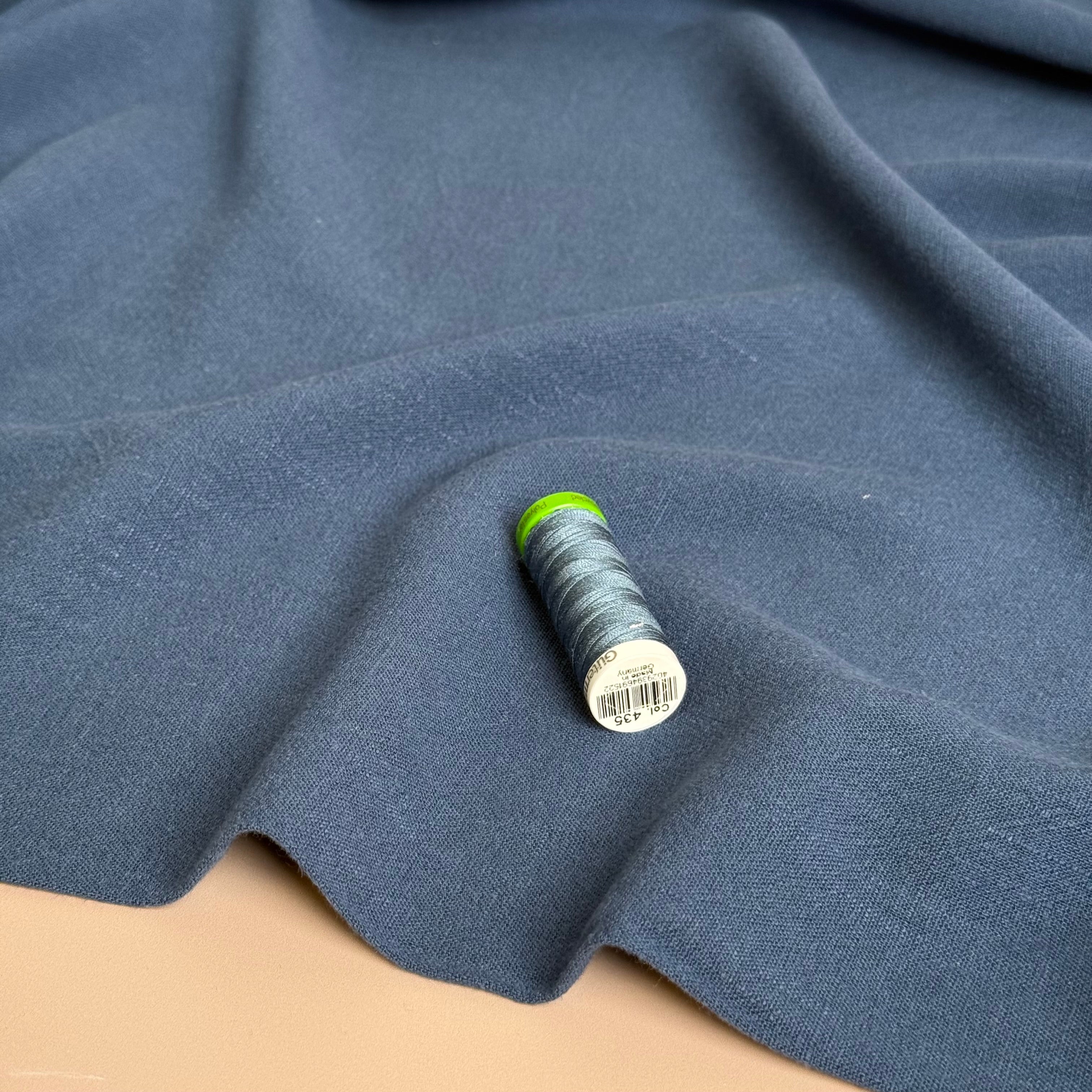 Flow Sailor Blue Viscose Linen Blend Dress Fabric