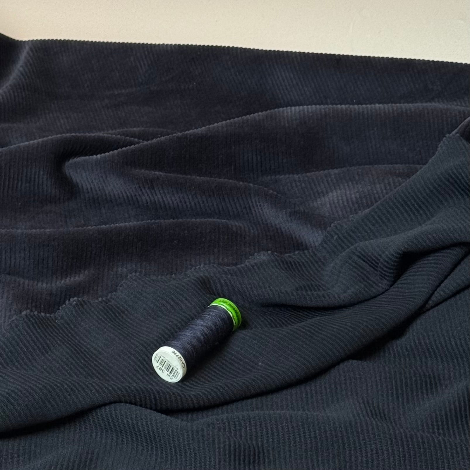 Ribbed Velvet Jersey in Dark Navy