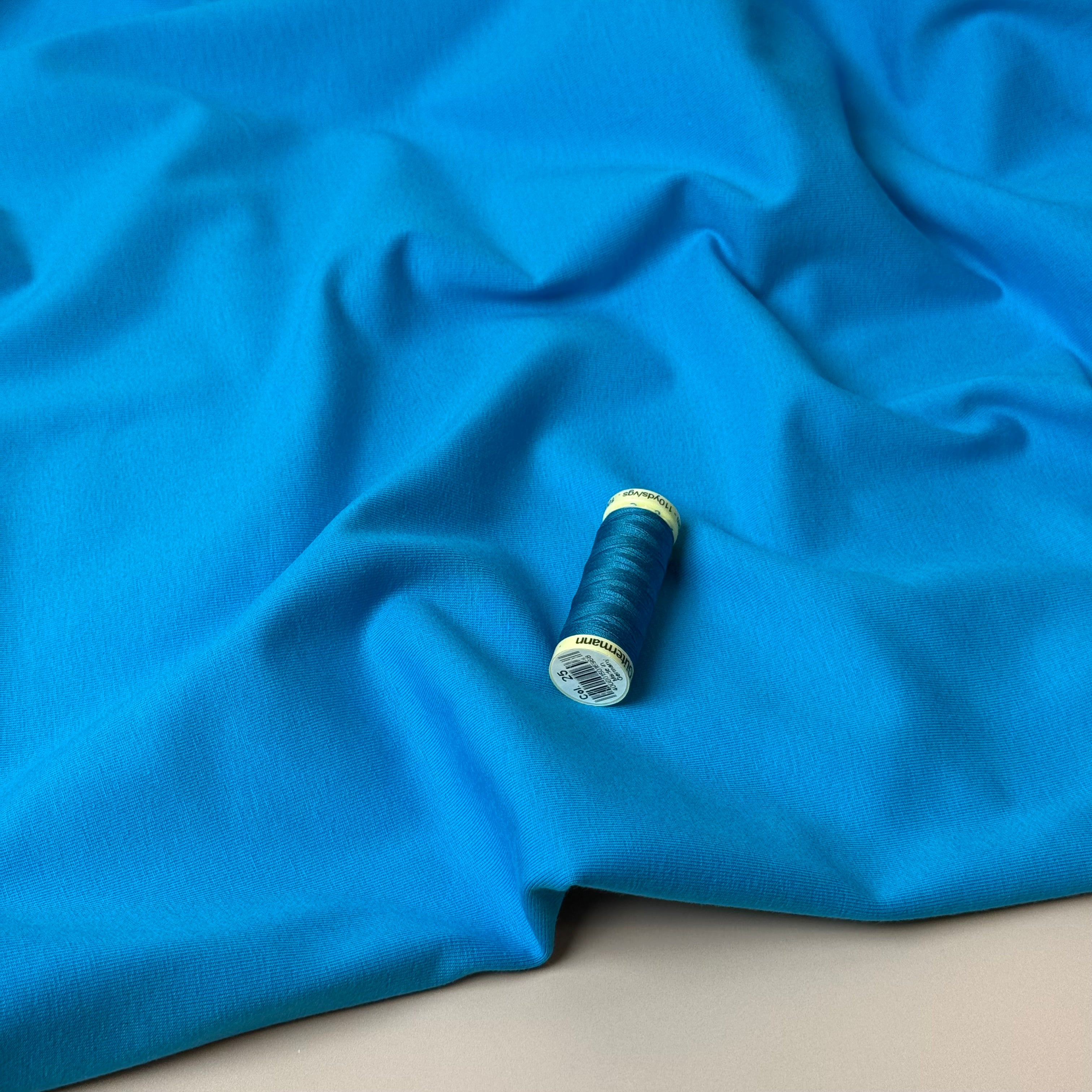 Essential Chic Turquoise Blue Plain Cotton Jersey Fabric