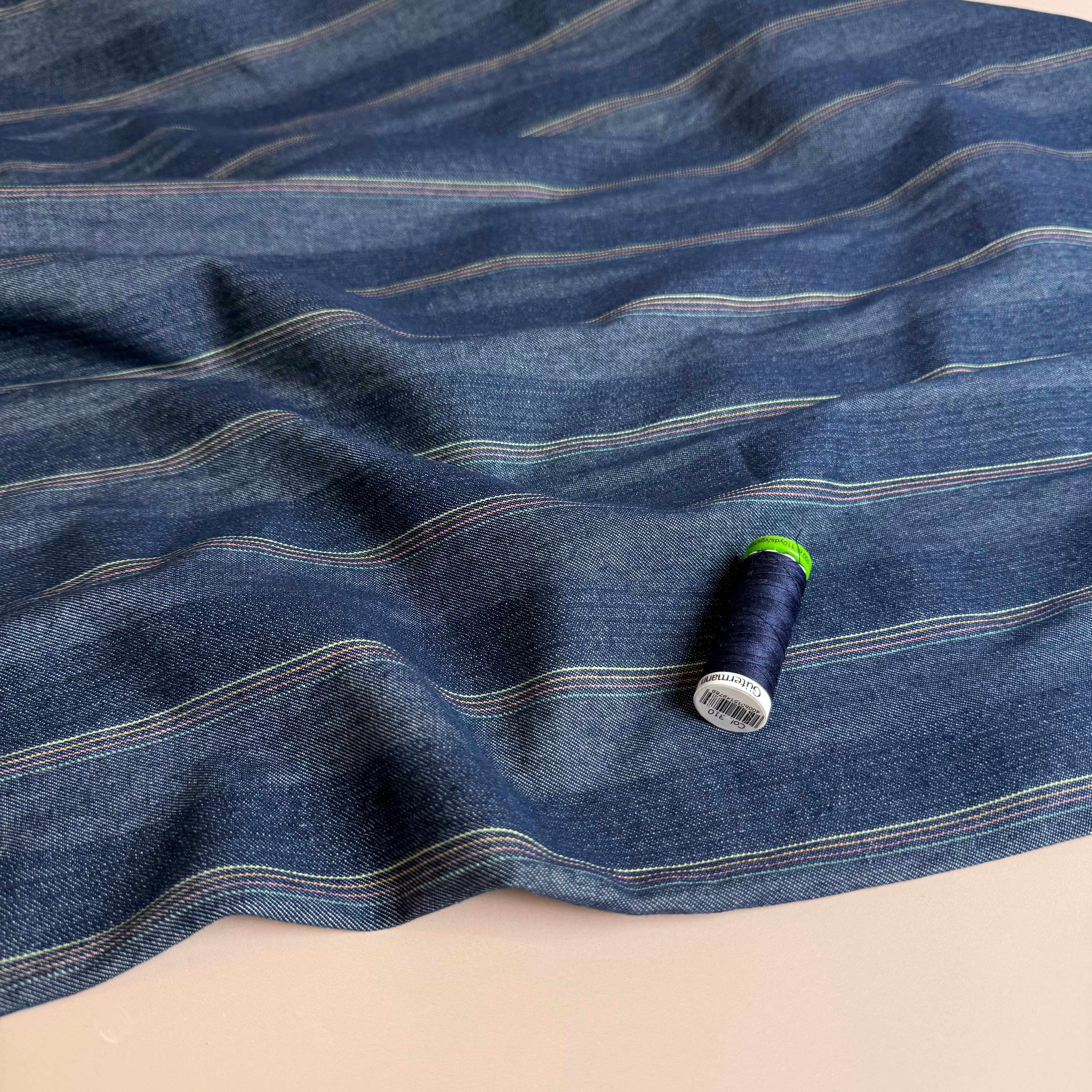 Indigo Striped Denim Fabric