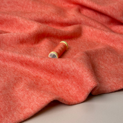 Snug Viscose Blend Sweater Knit in Coral Melange