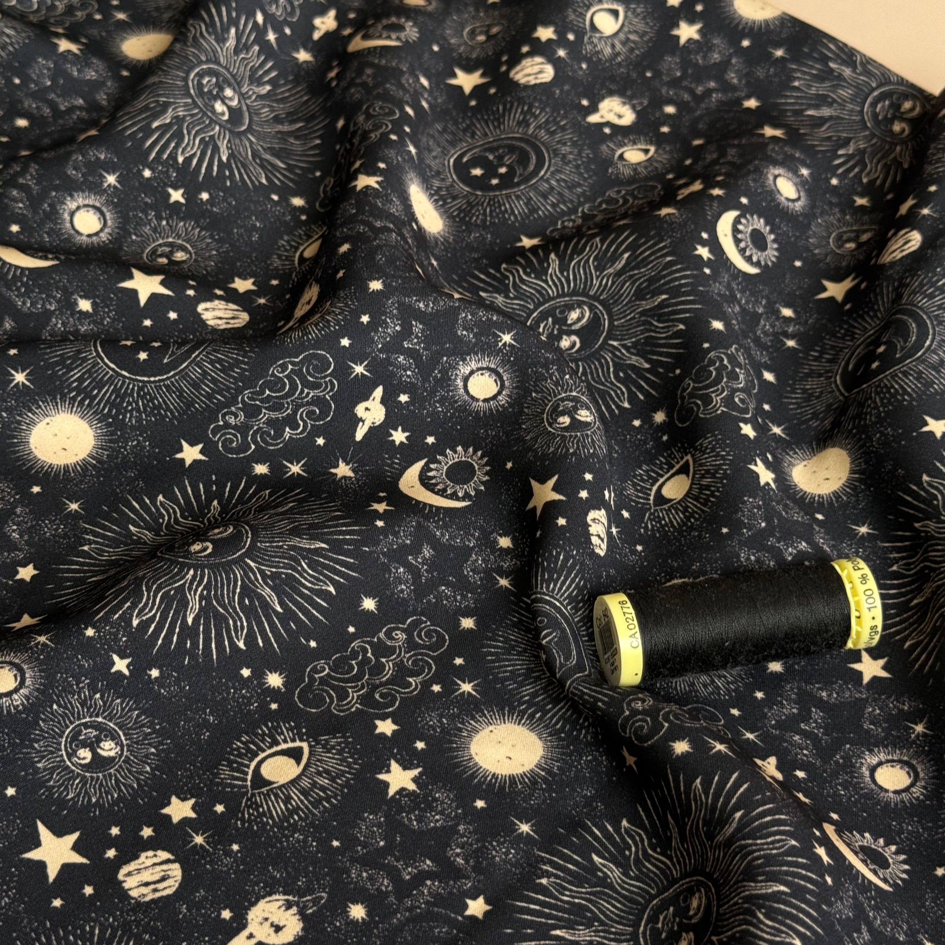 Zodiac Galaxy Viscose Sateen Fabric