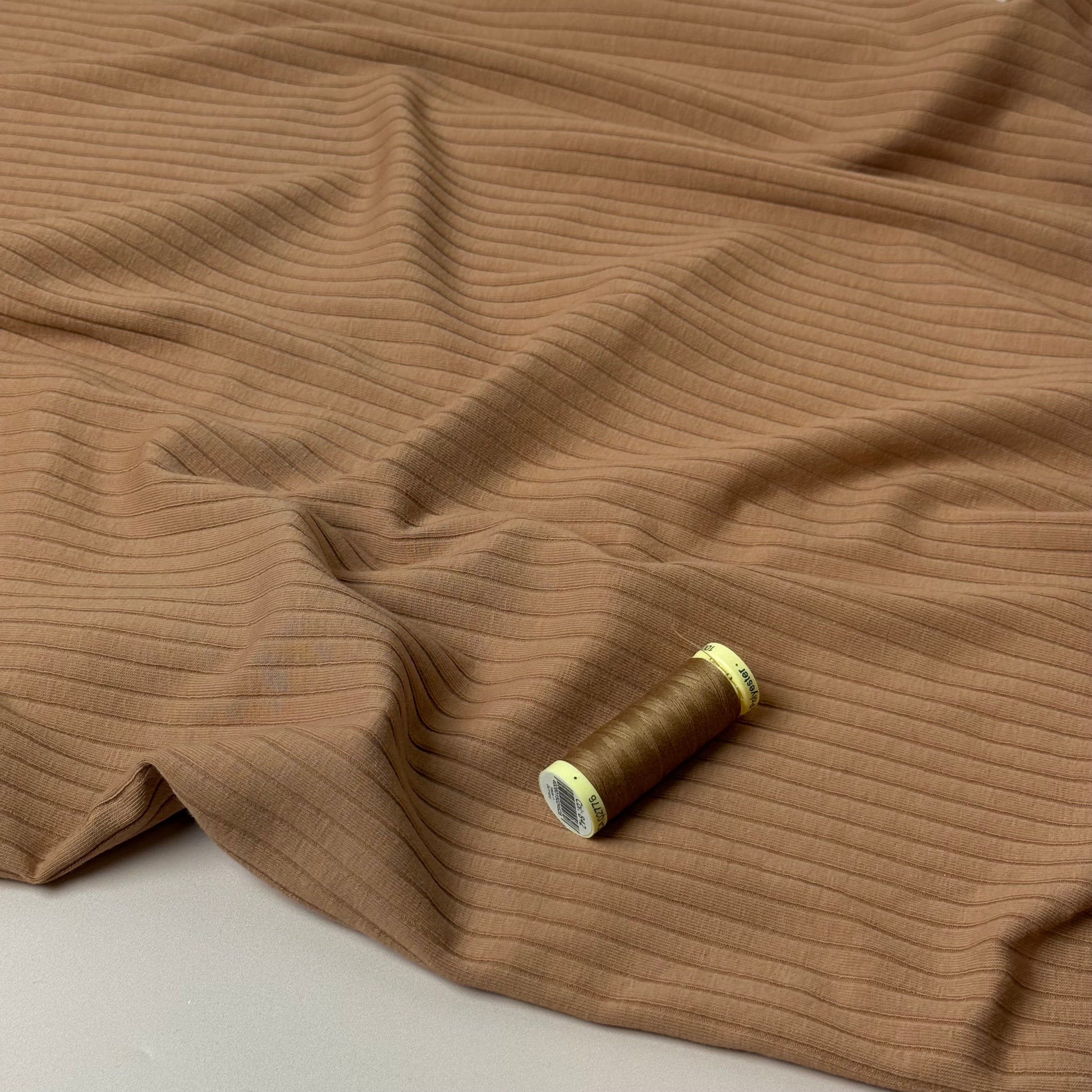Camel Cotton Ribbed Jersey