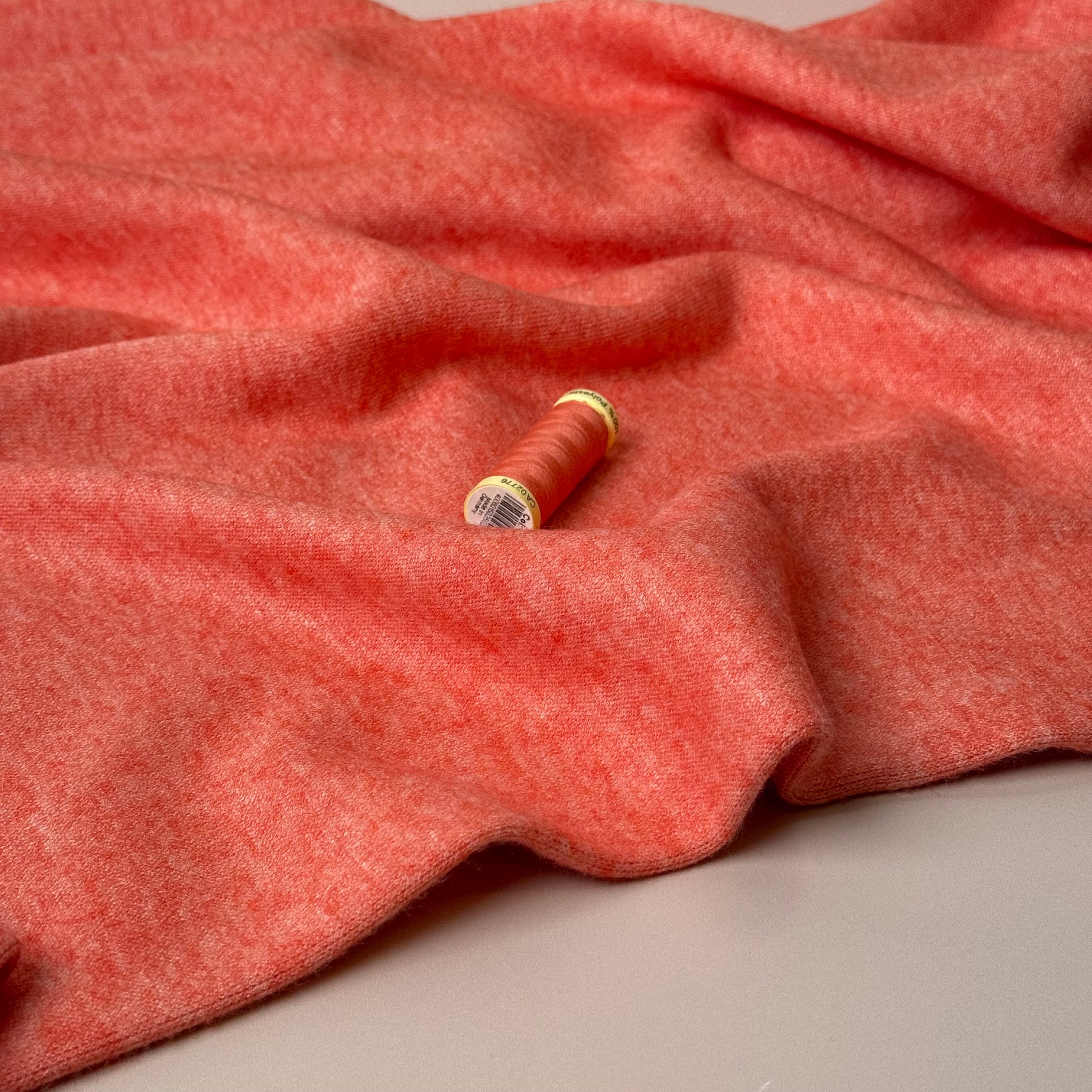 Snug Viscose Blend Sweater Knit in Coral Melange