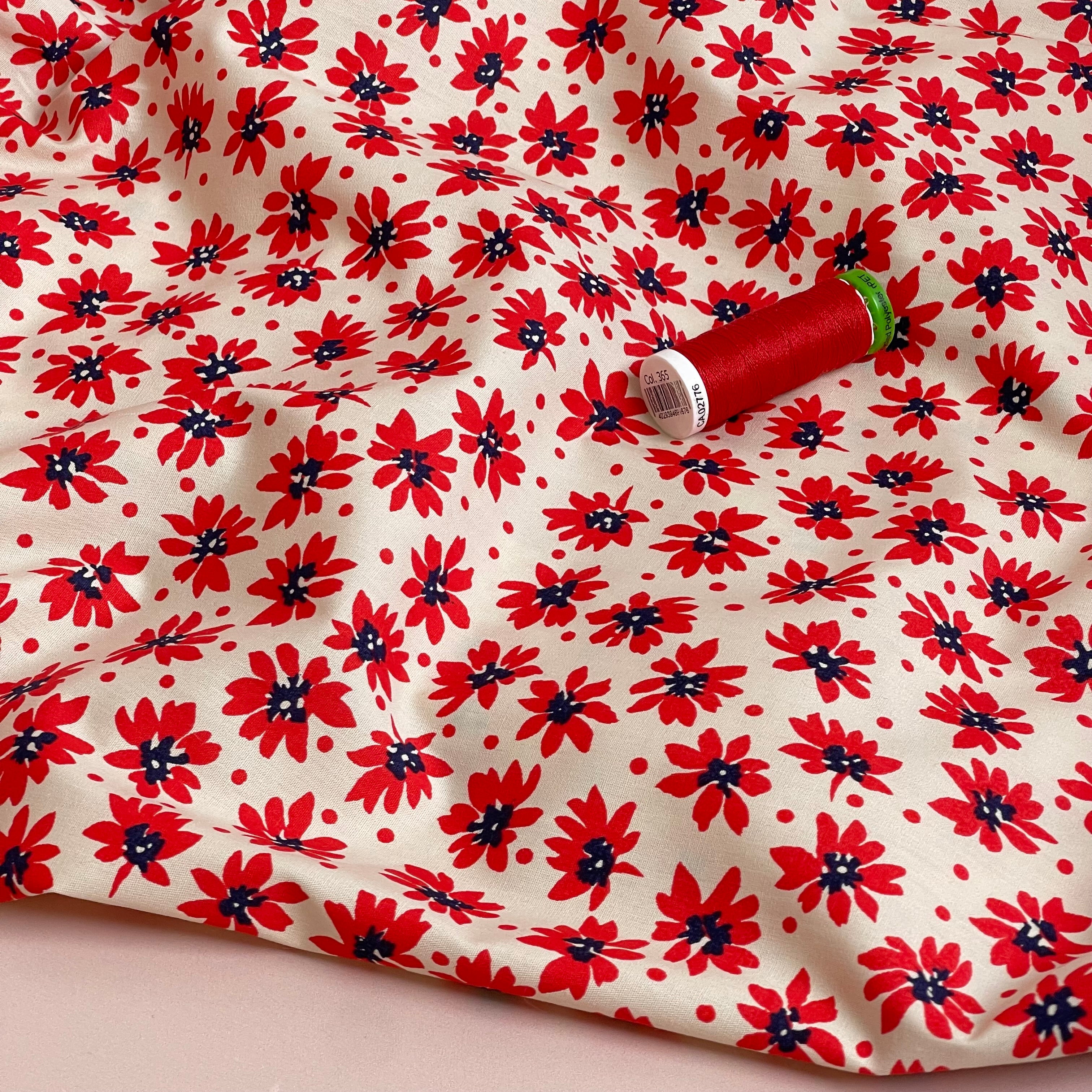 Ex-Designer Deadstock - Wild Poppy Cotton Poplin Fabric