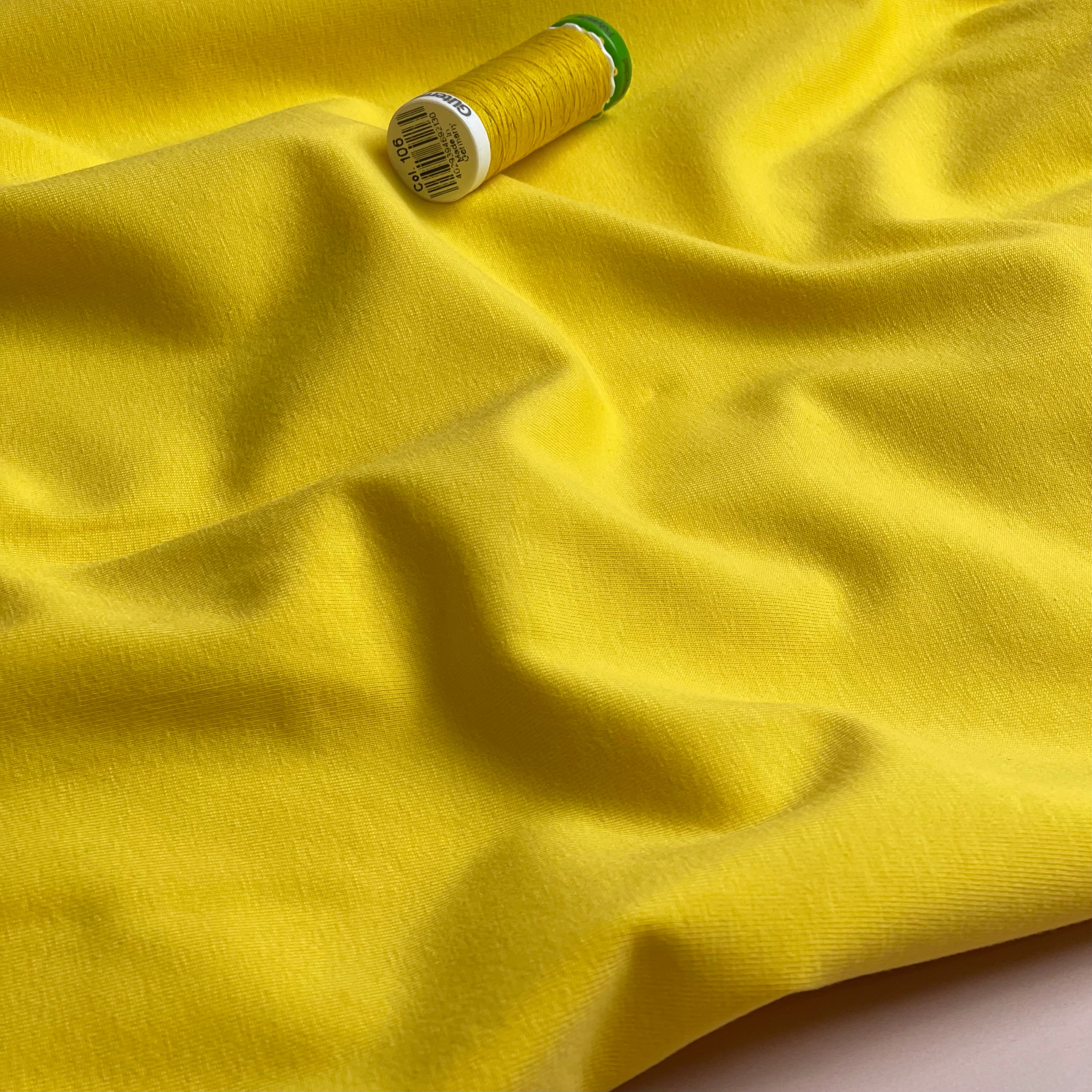 Essential Chic Sunny Yellow Plain Cotton Jersey Fabric