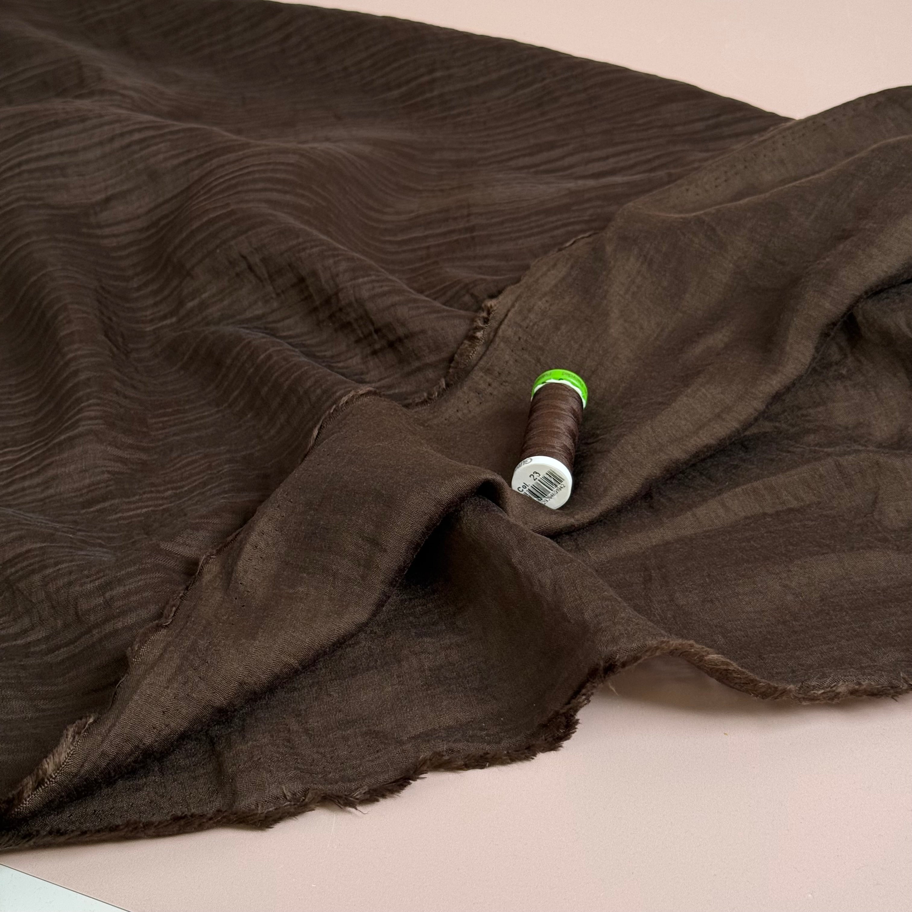 Dark Brown Textured Double Layer Rayon with TENCEL™ Lyocell Fibres