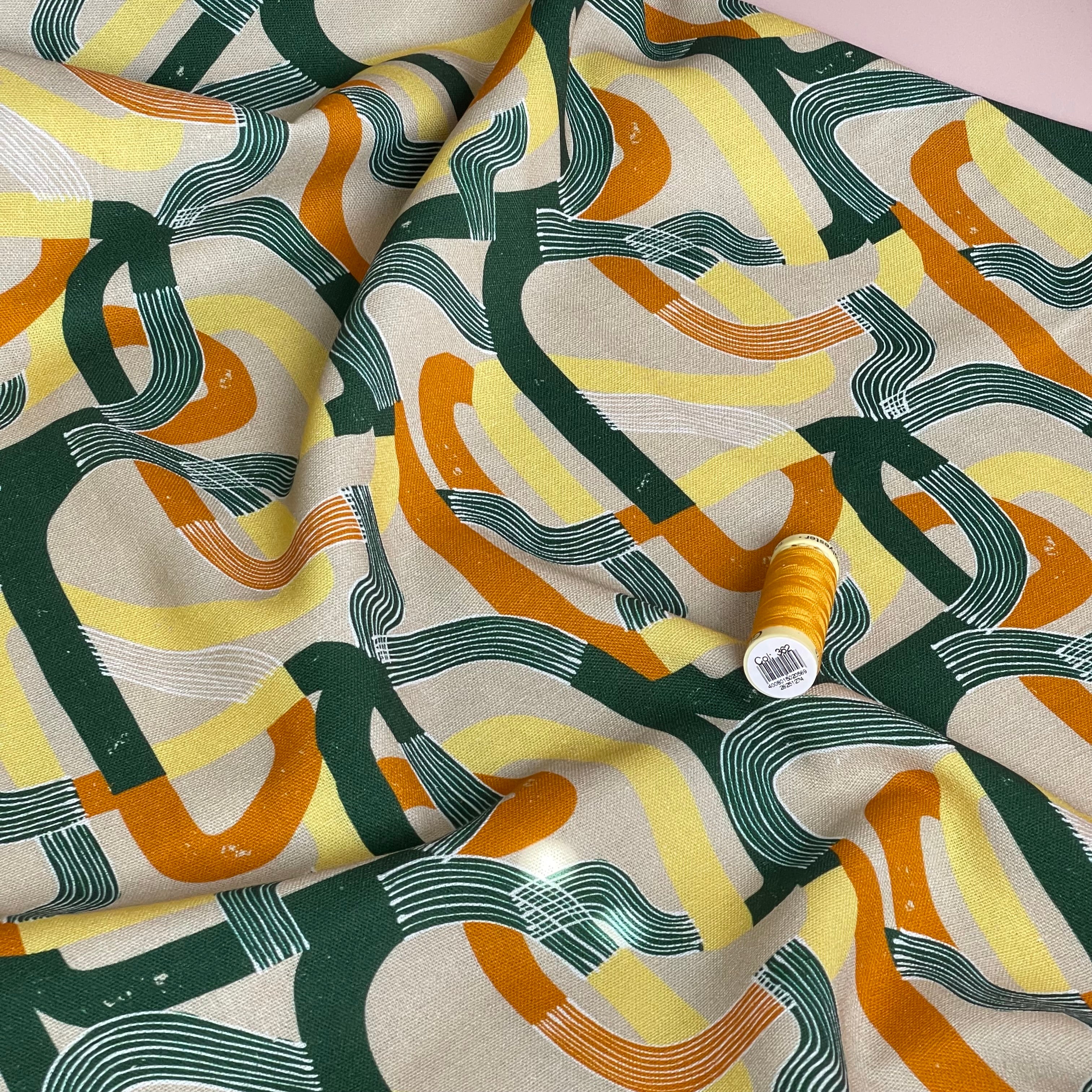 Colourful Swirls Viscose Linen Fabric