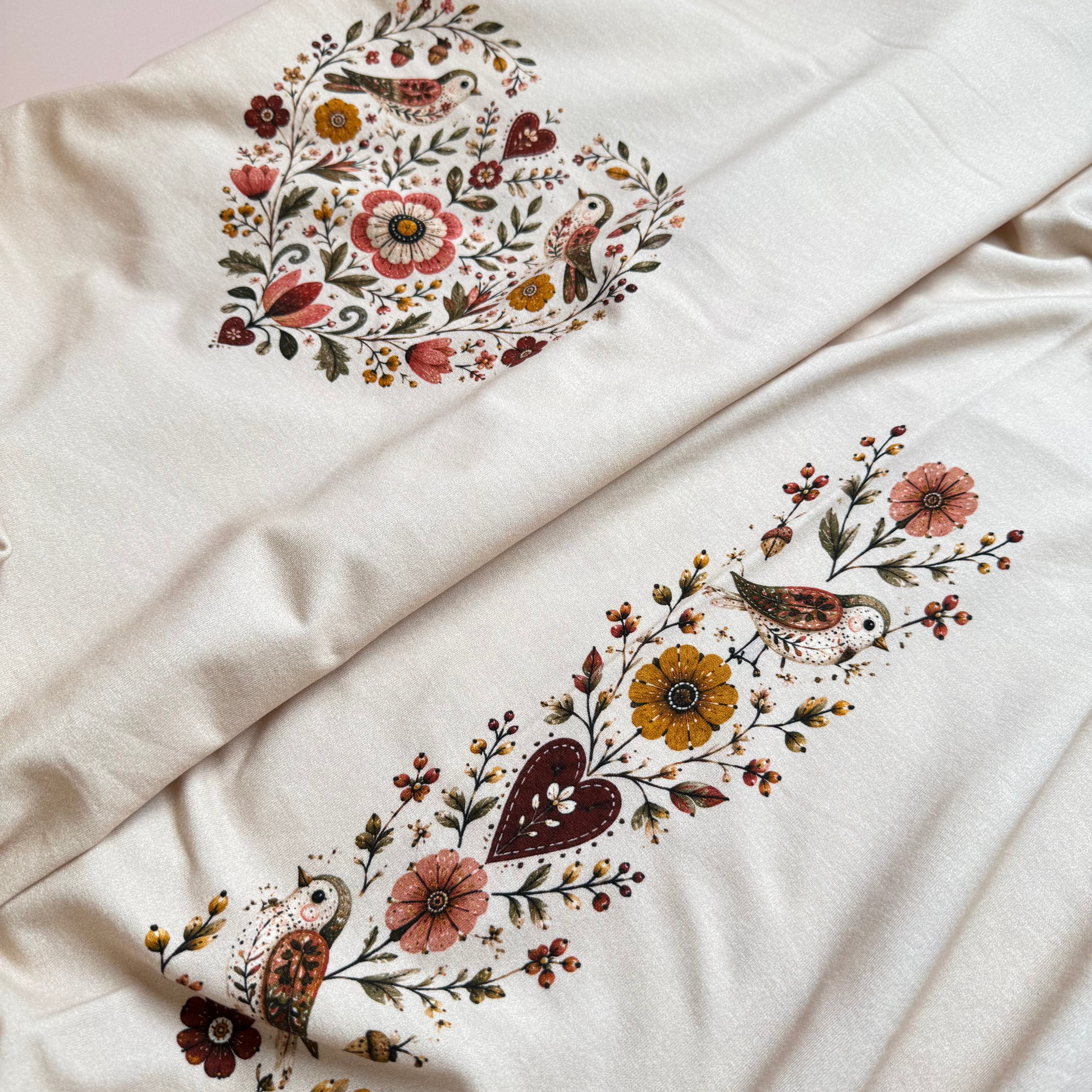 Colour Bundles - Nordic Forest Folk Cotton Sweat shirting & Matching Ribbing