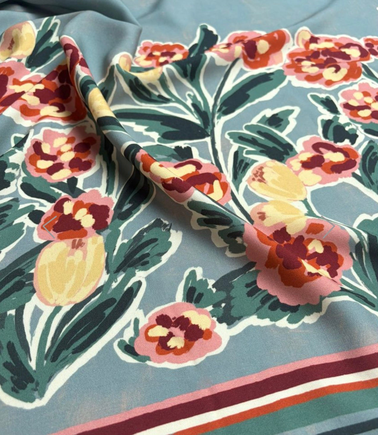 Cousette - Floral Border Viscose Fabric
