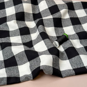 Gingham Black & White Brushed Cotton Flannel