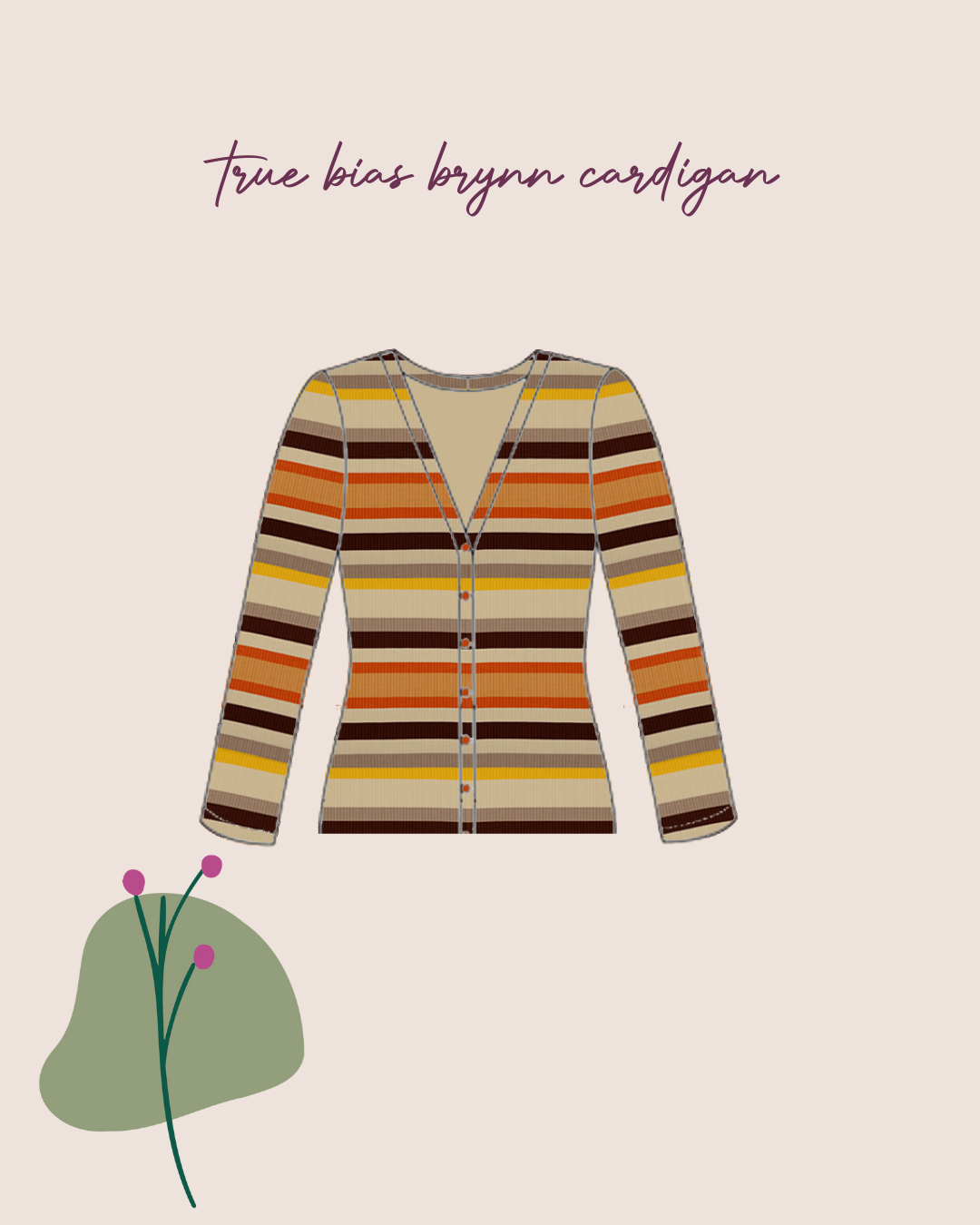 Sewing Kit -True Bias Brynn Cardigan Top Sewing Kit in Cotton Ribbed Jersey (multiple print options)