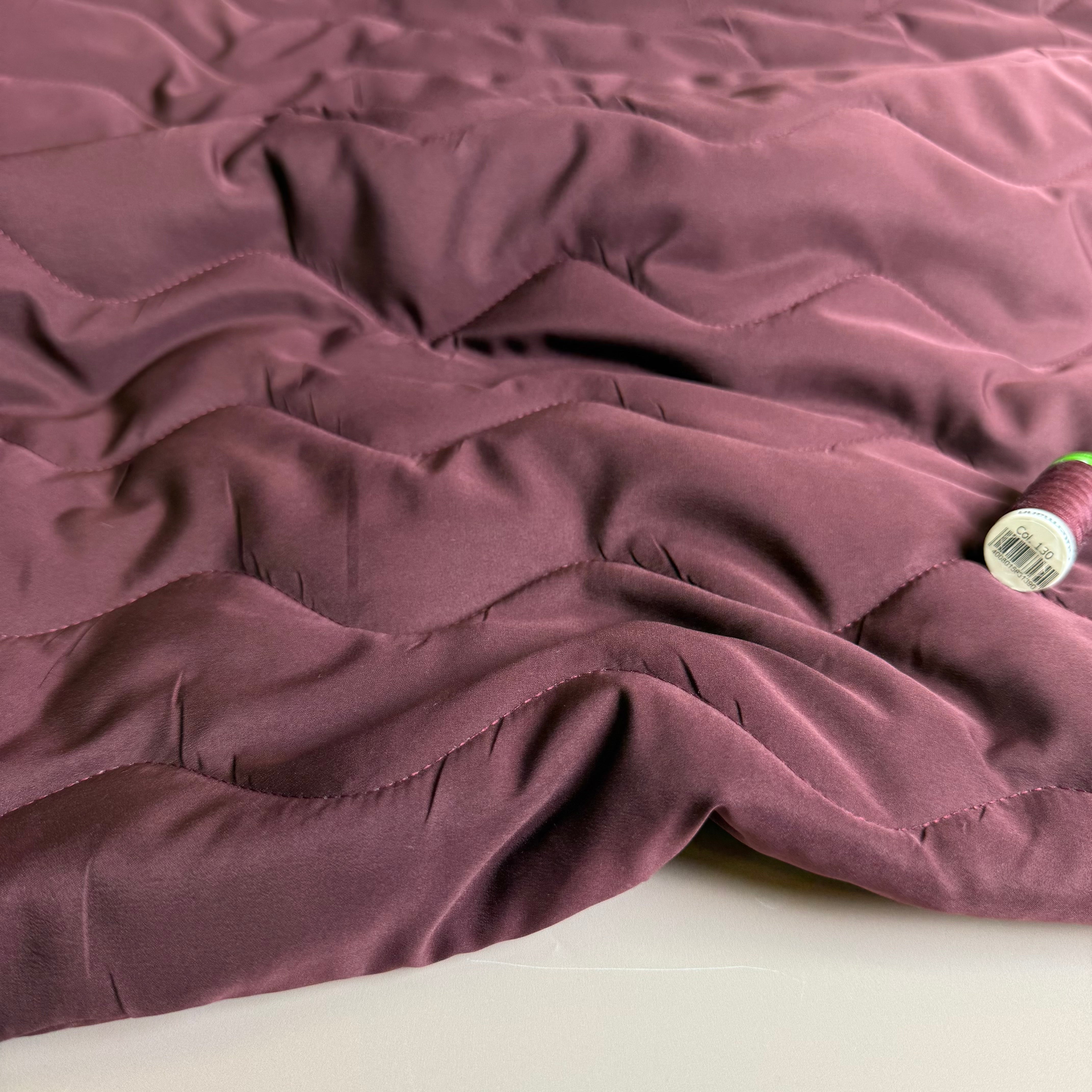 Zigzag Deep Plum Quilted Puffer Fabric