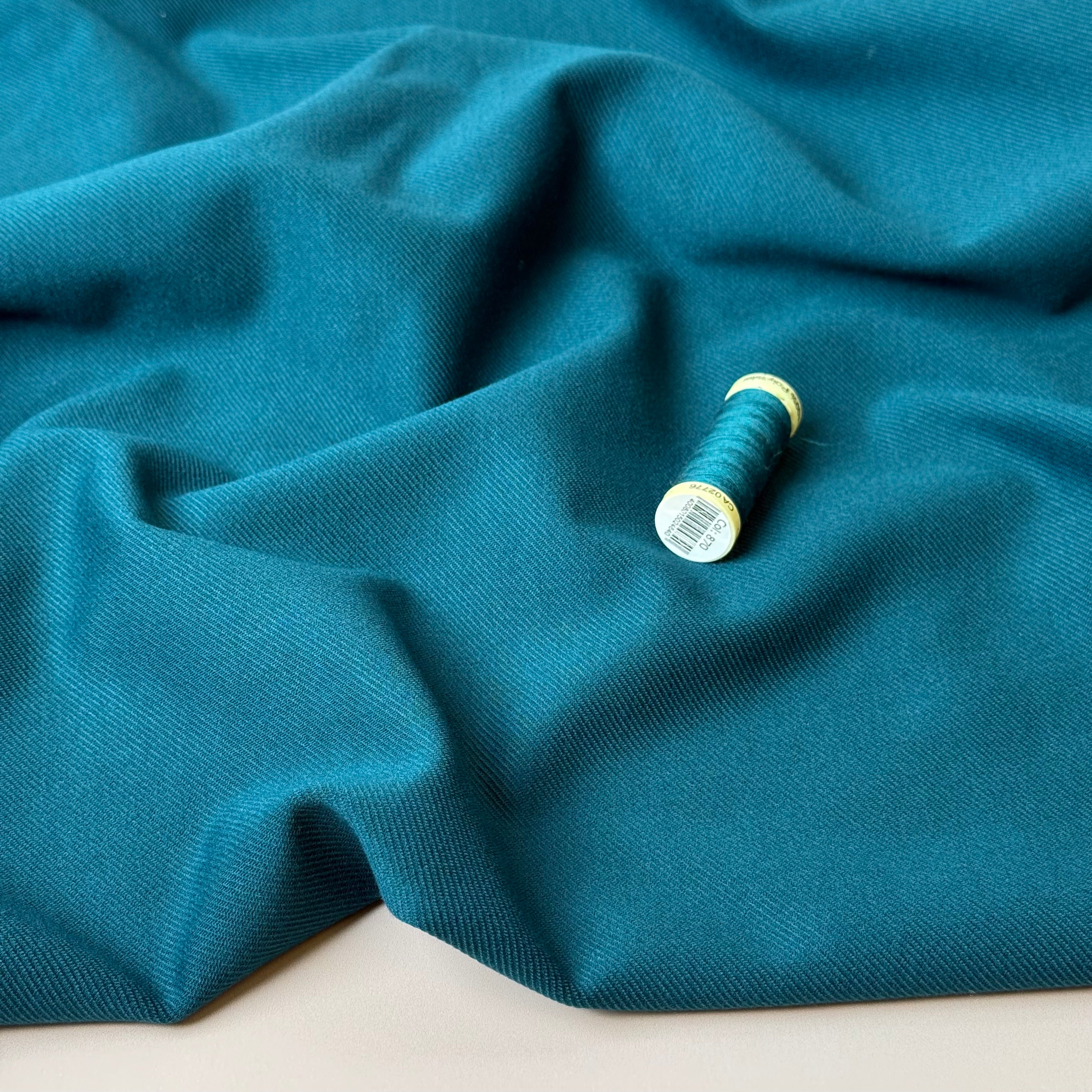 Petrol Viscose Ponte Roma Twill Double Knit Fabric