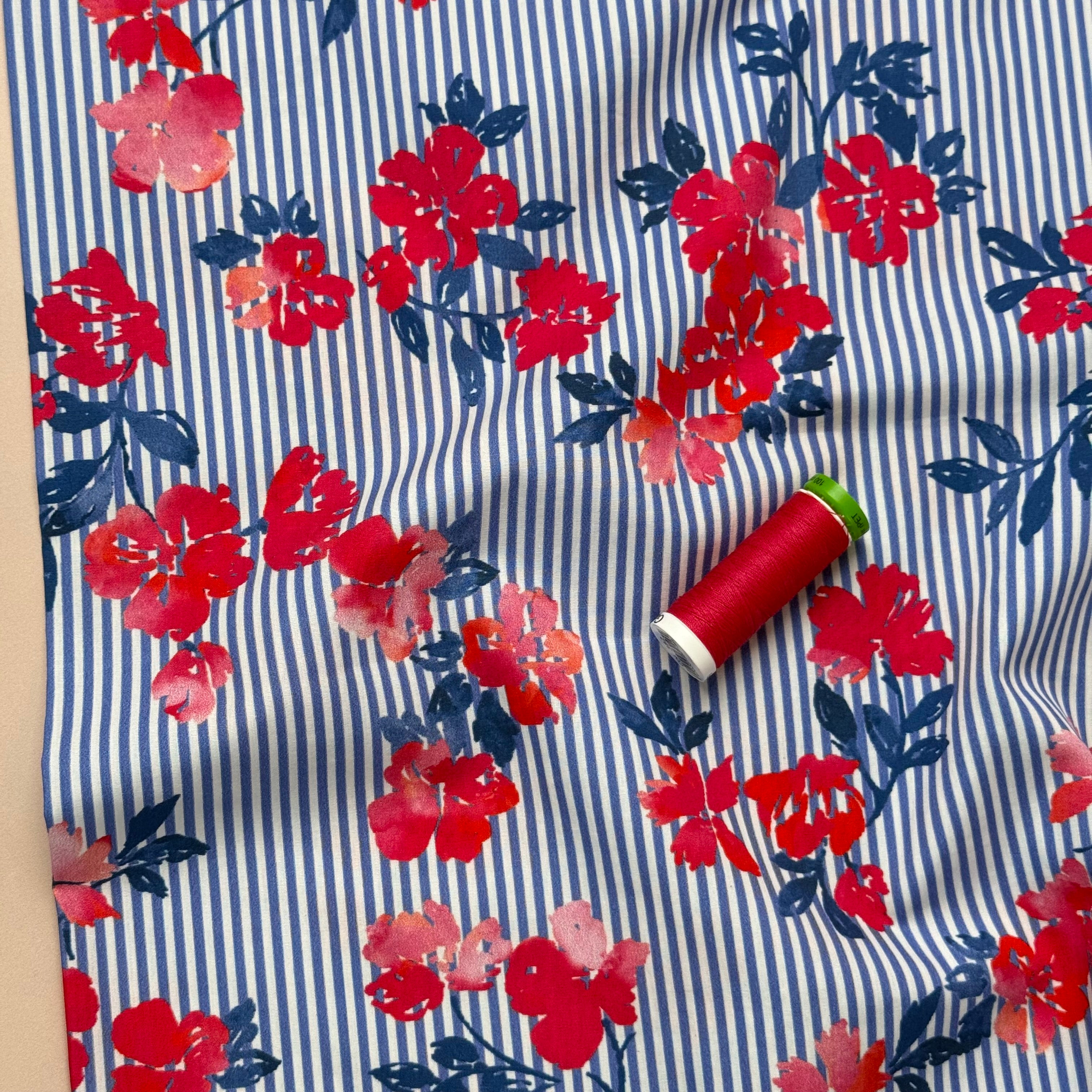 My Dress Made - Sienna Striped & Floral Pure Cotton Fabric