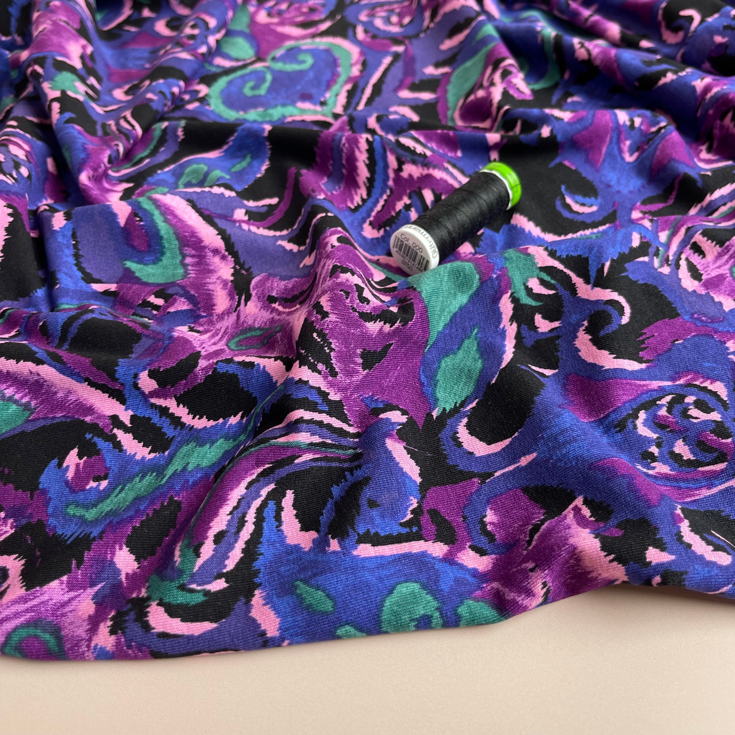 REMNANT 0.45 Metre - Abstract Paisley De Luxe Viscose Jersey Fabric