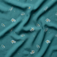 Mind The MAKER - Floaty Flower Teal Viscose Twill with LENZING™ ECOVERO™ fibres