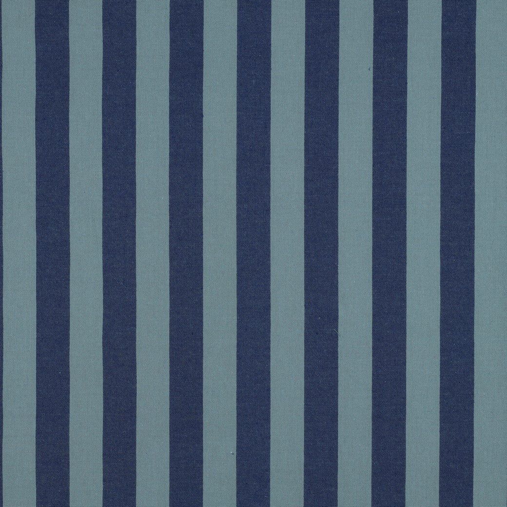 Yarn Dyed Washed Cotton Stripe Fabric in Blue and Sage Green