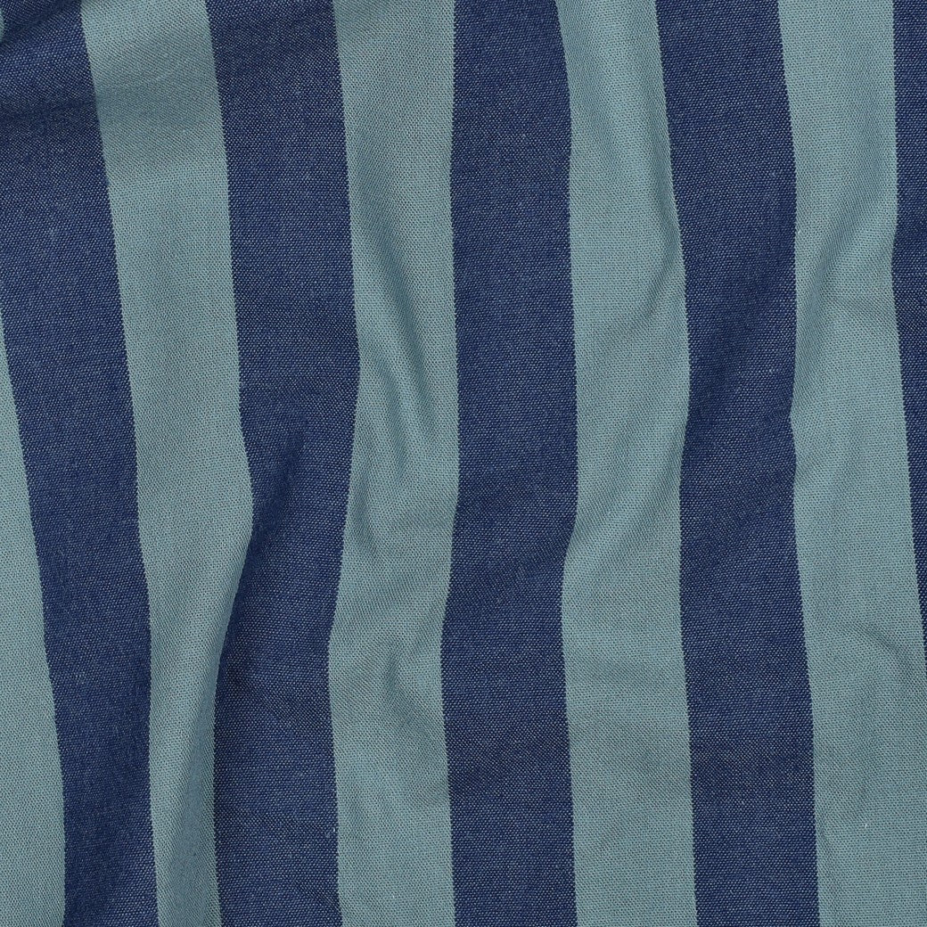Yarn Dyed Washed Cotton Stripe Fabric in Blue and Sage Green