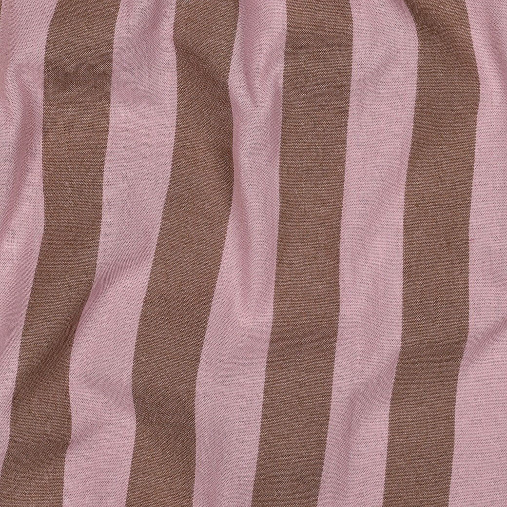 Yarn Dyed Washed Cotton Stripe Fabric in Pink and Camel