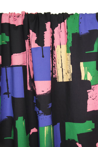 REMNANT 1.32 Metres - Atelier Jupe - Colour-blocked Black Cotton Fabric