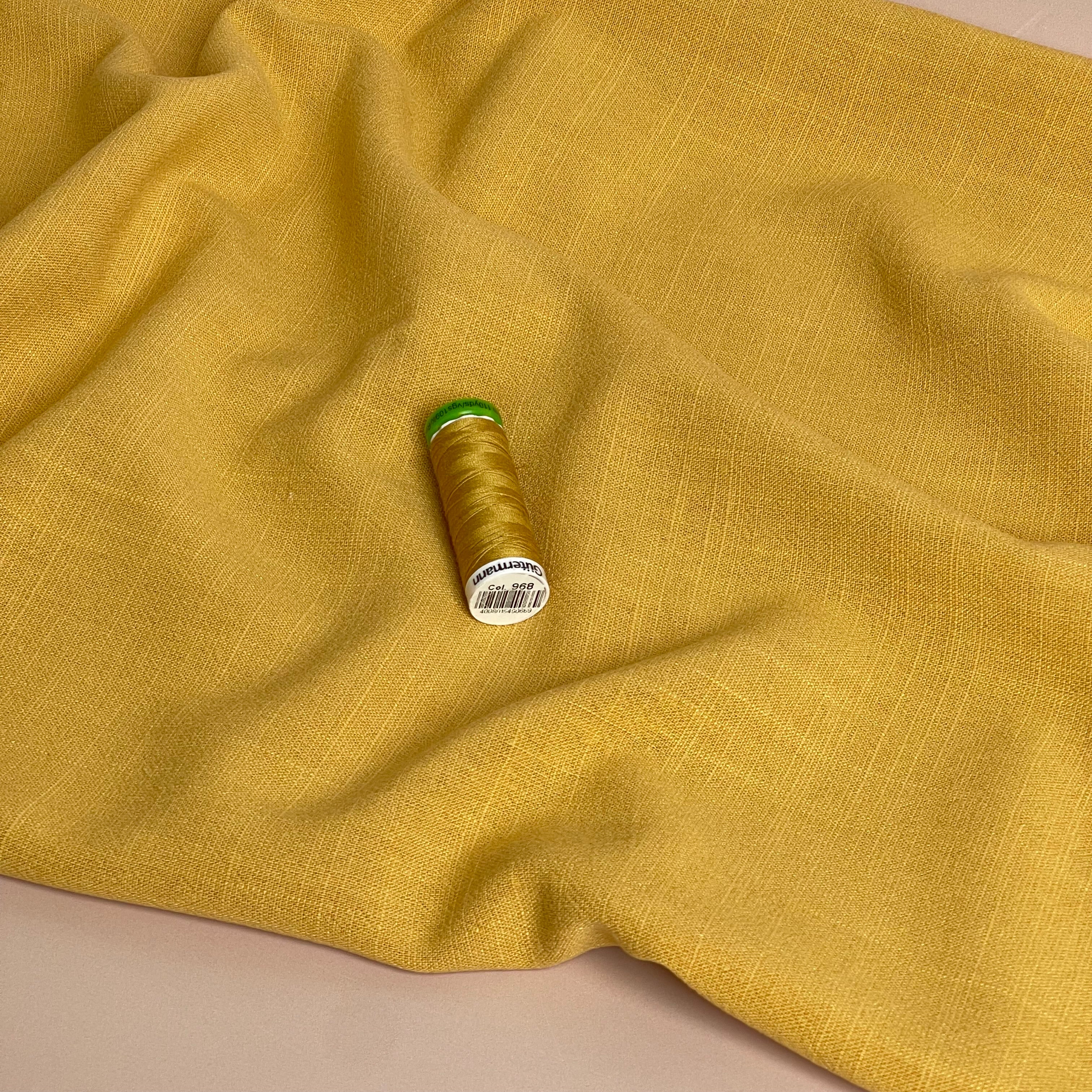 Flow Gold Viscose Linen Blend Dress Fabric