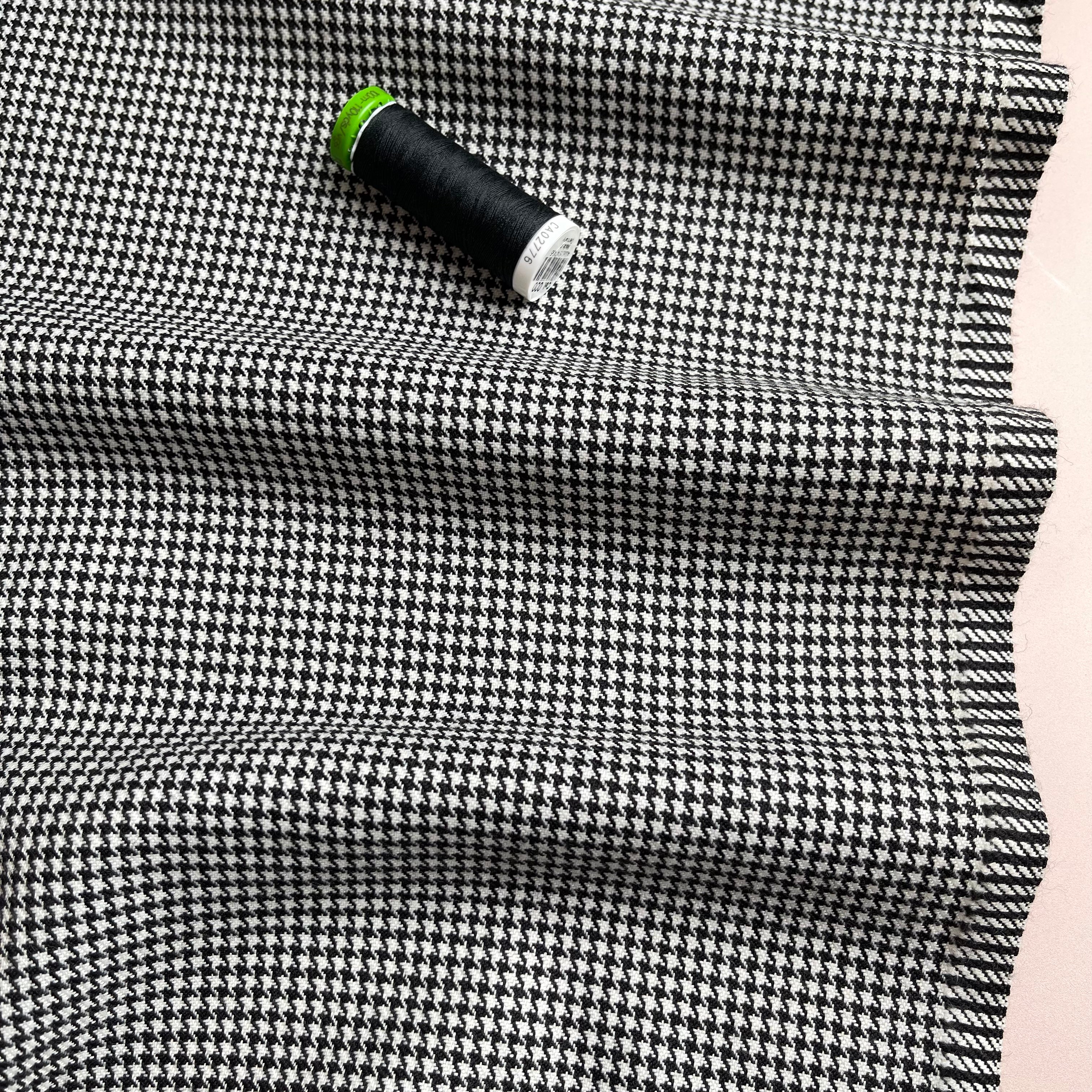 Deadstock Houndstooth Wool Blend Suiting Fabric