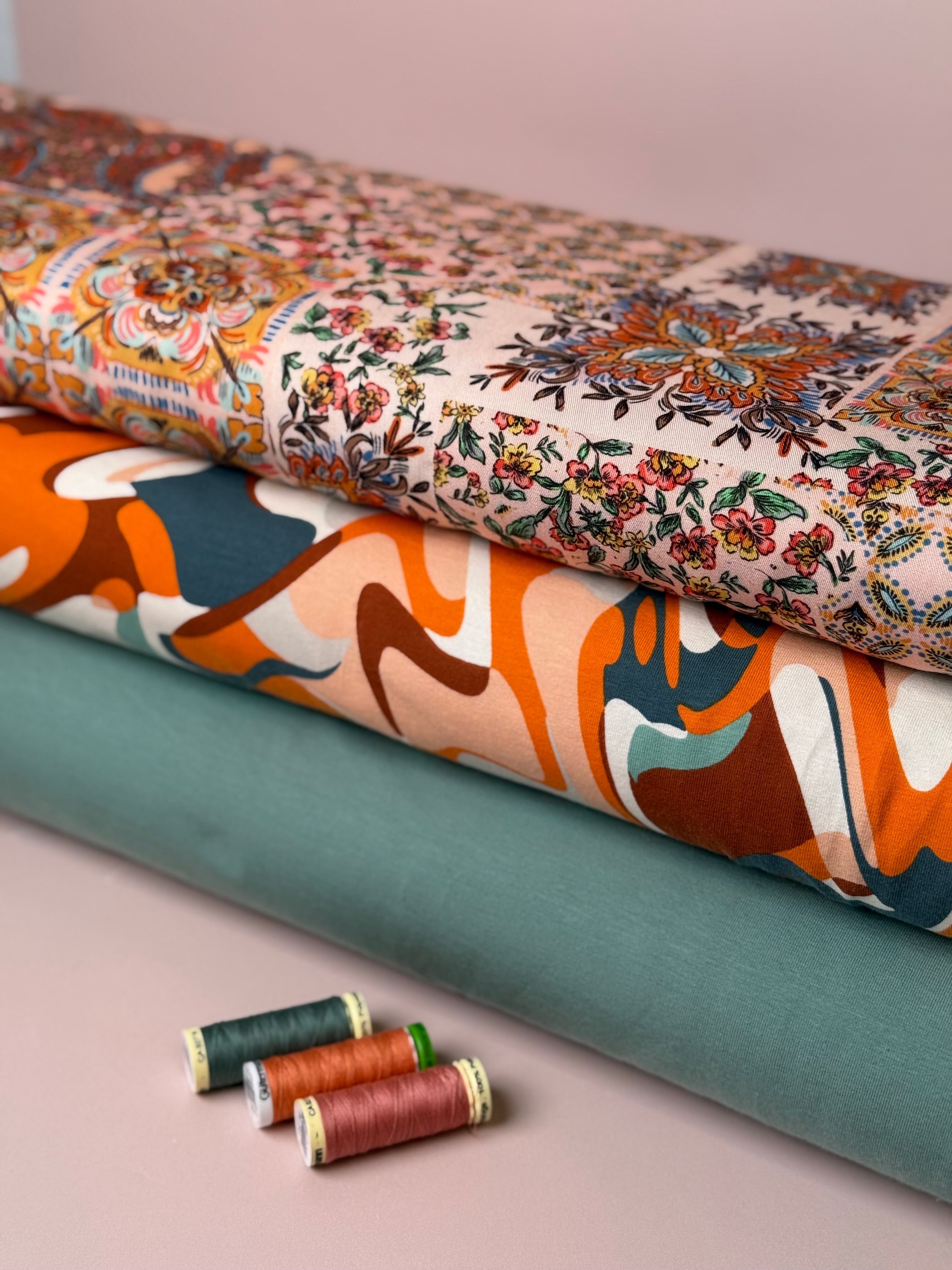 Vintage Patchwork Canyon Clay Viscose Twill Fabric