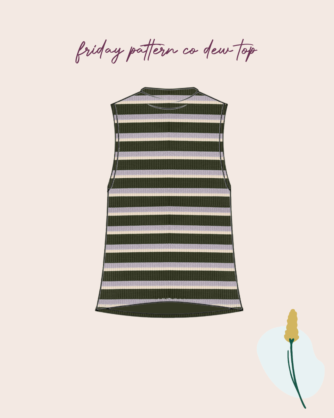 Derby Stripe Ribbed Jersey Khaki with TENCEL™ Modal Fibres