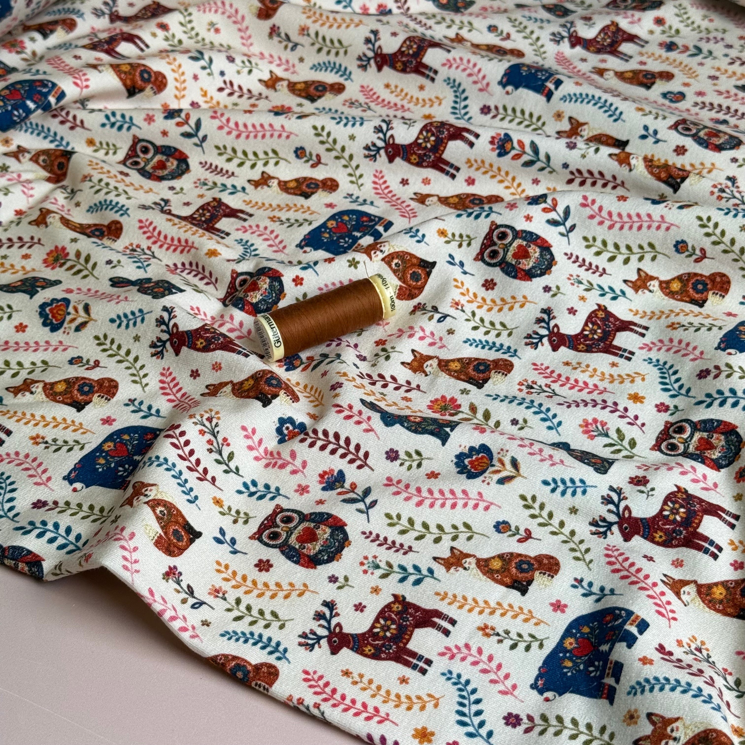 Nordic Animals Soft Cotton Sweat-shirting Fabric