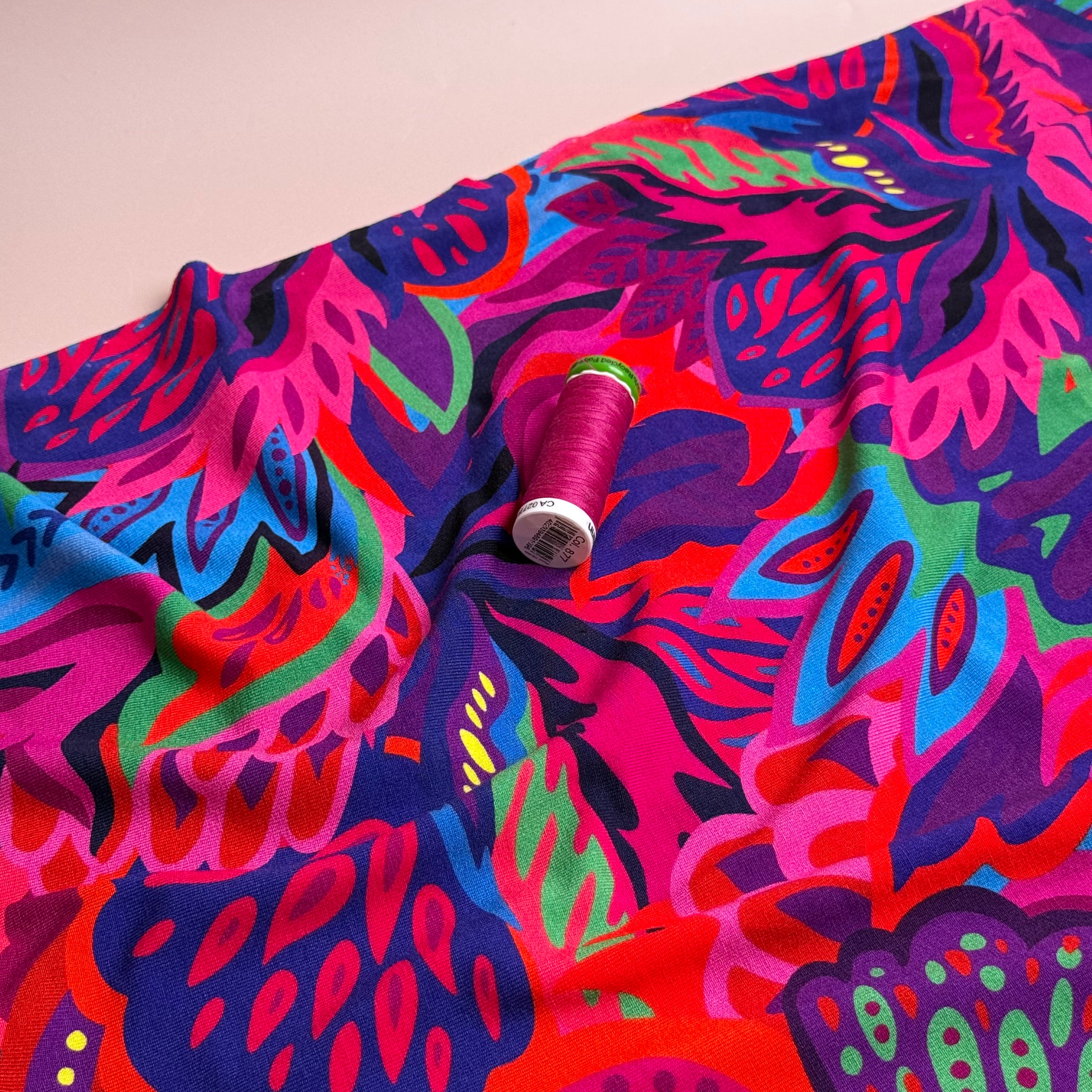 Botanical Flowers Viscose Jersey Fabric
