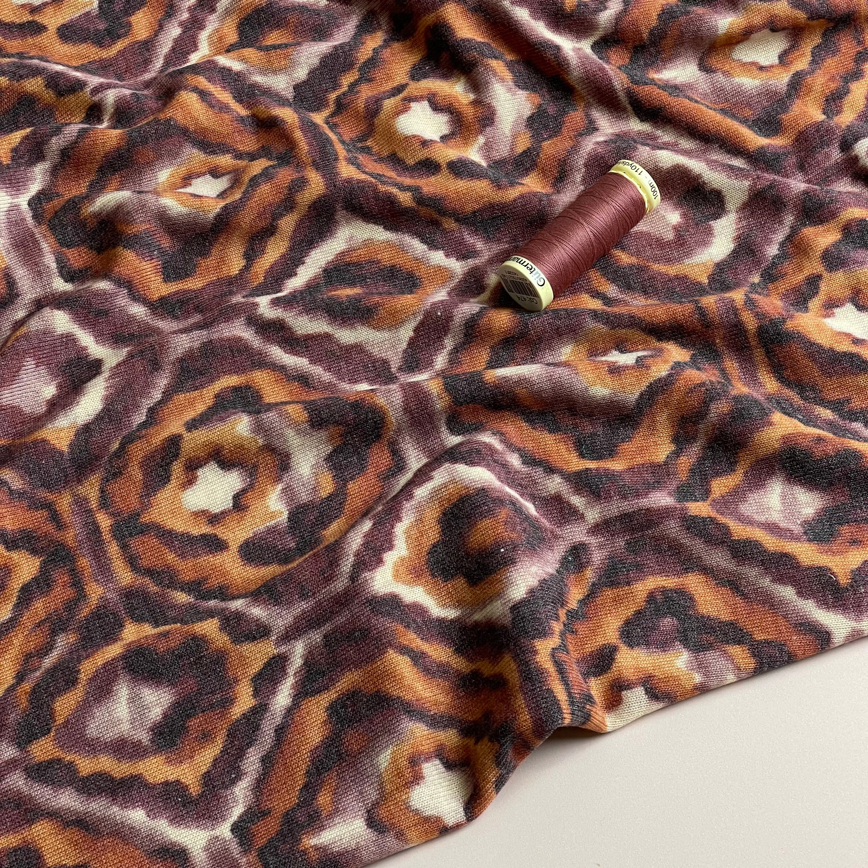 Ethnic Geo Rosewood Light Viscose Blend Knit