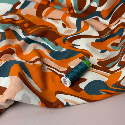 Autumn Swirls Cotton Jersey Fabric