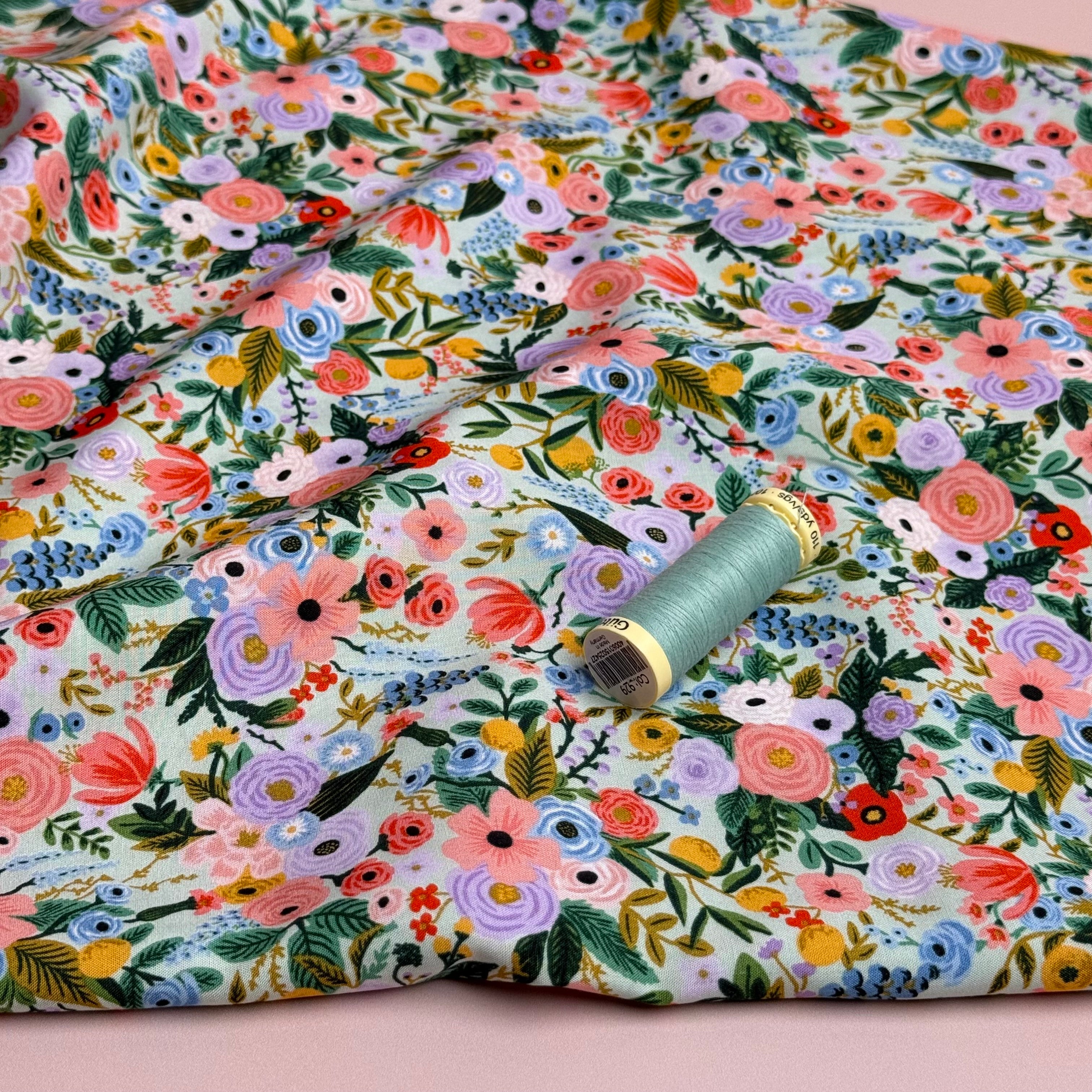 Rifle Paper Co -  Petite Garden Party in Mint Rayon Fabric