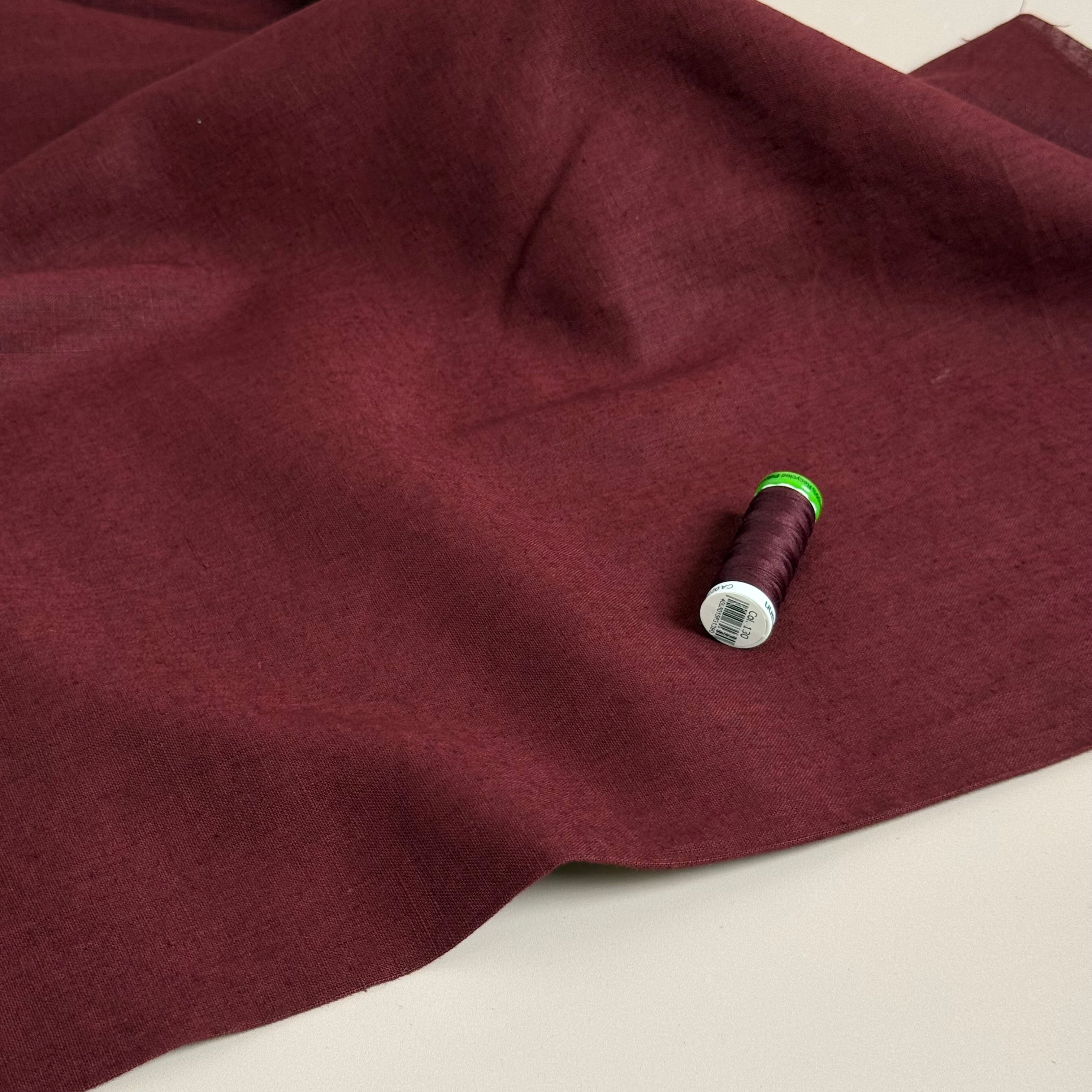 Breeze LIGHT Burgundy - Enzyme Washed Linen Fabric
