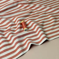 Yarn Dyed Stripe Viscose Fabric in Terracotta