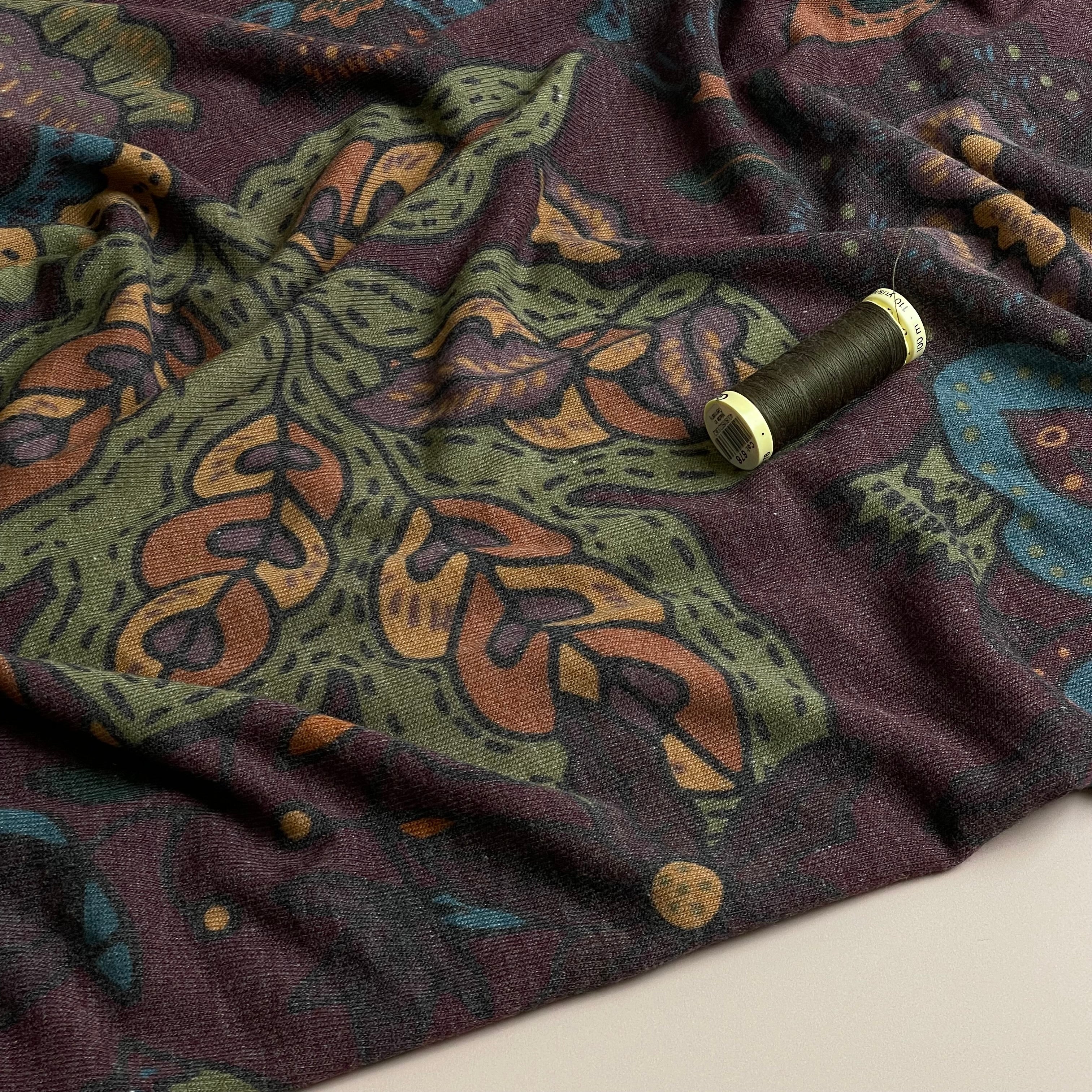 Autumn Flowers Mahogany Light Viscose Blend Knit