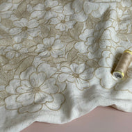 Embroidered Flowers on Natural Cotton Fabric