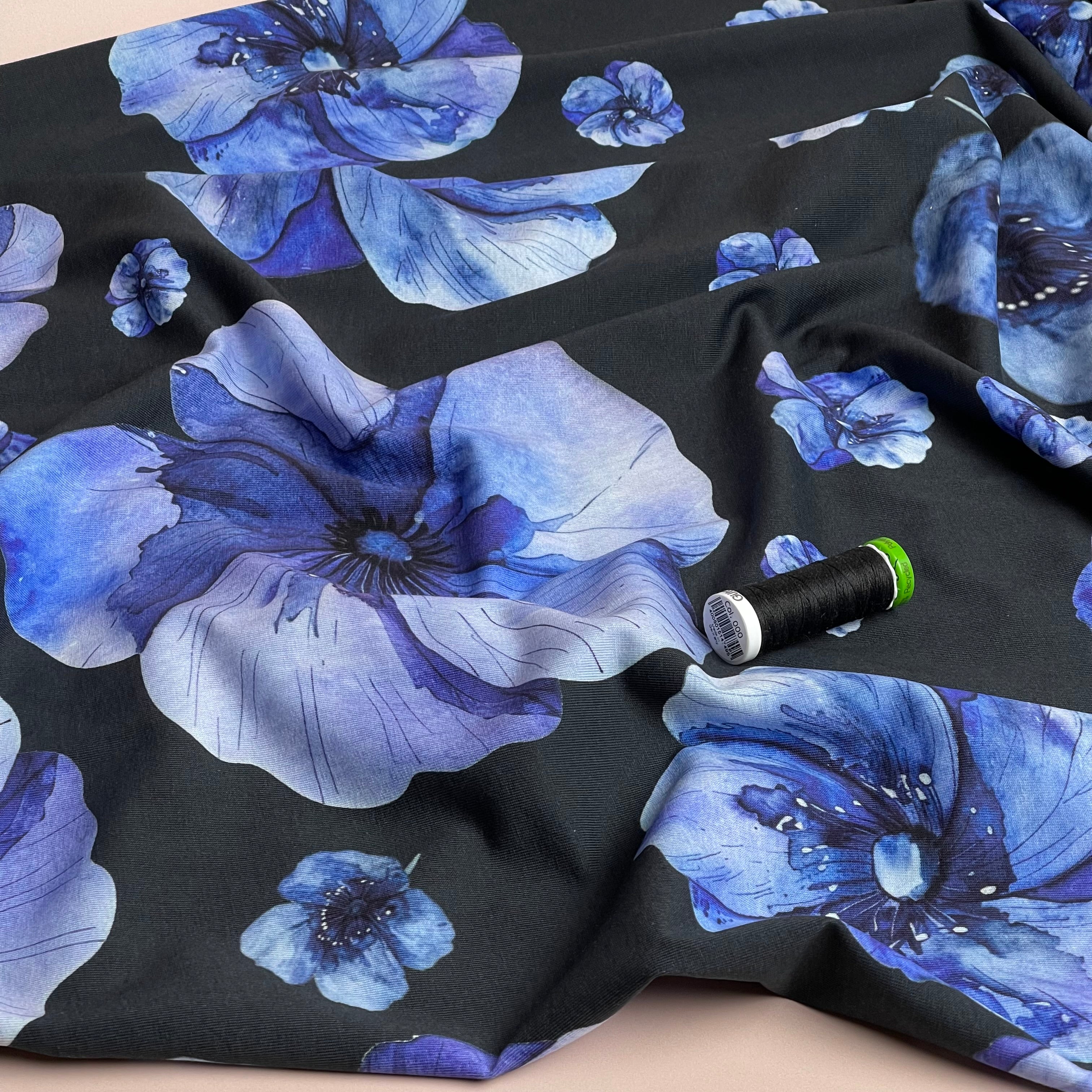 Danish Design - Watercolour Blue Poppy Cotton Jersey