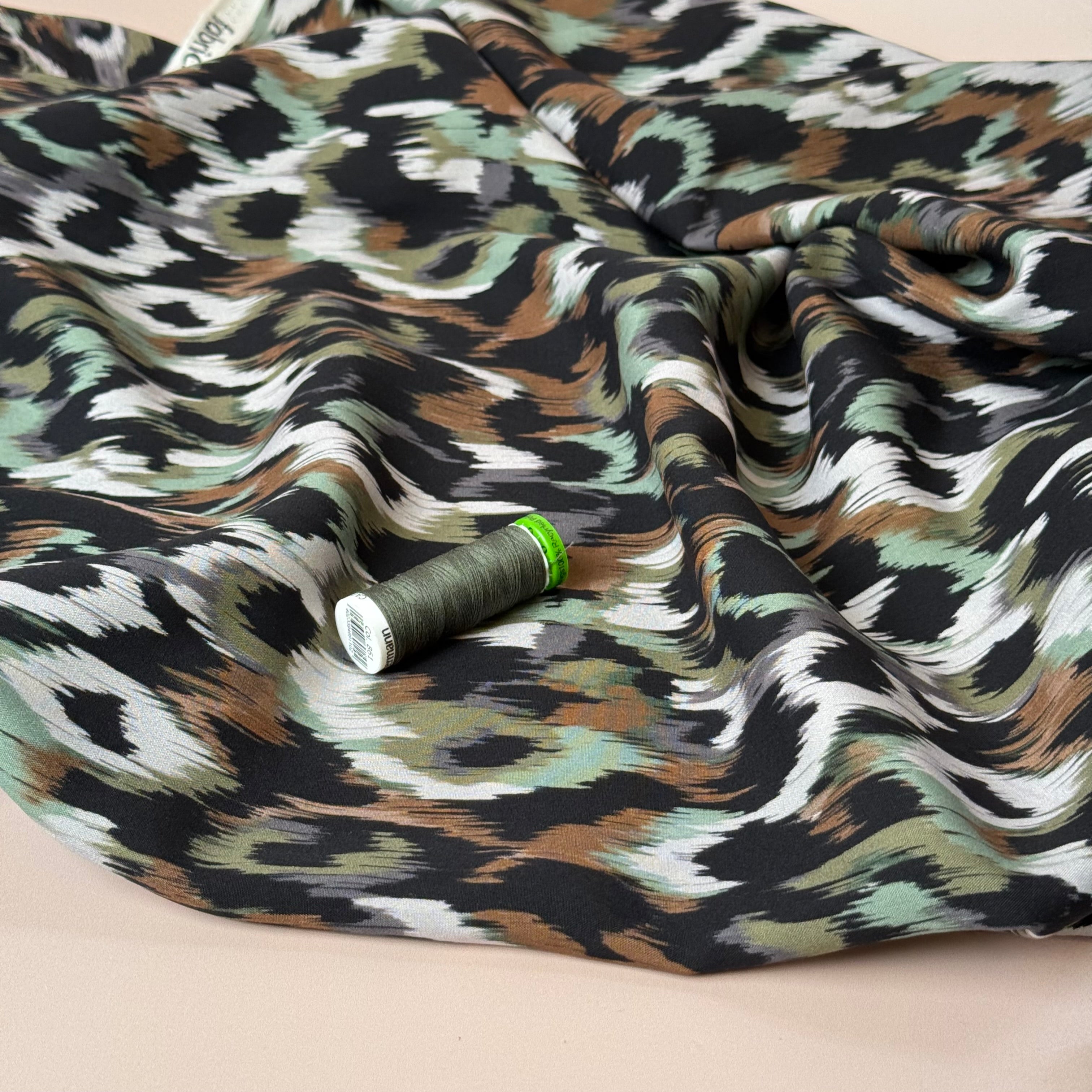 Abstract Animal Viscose Poplin Fabric