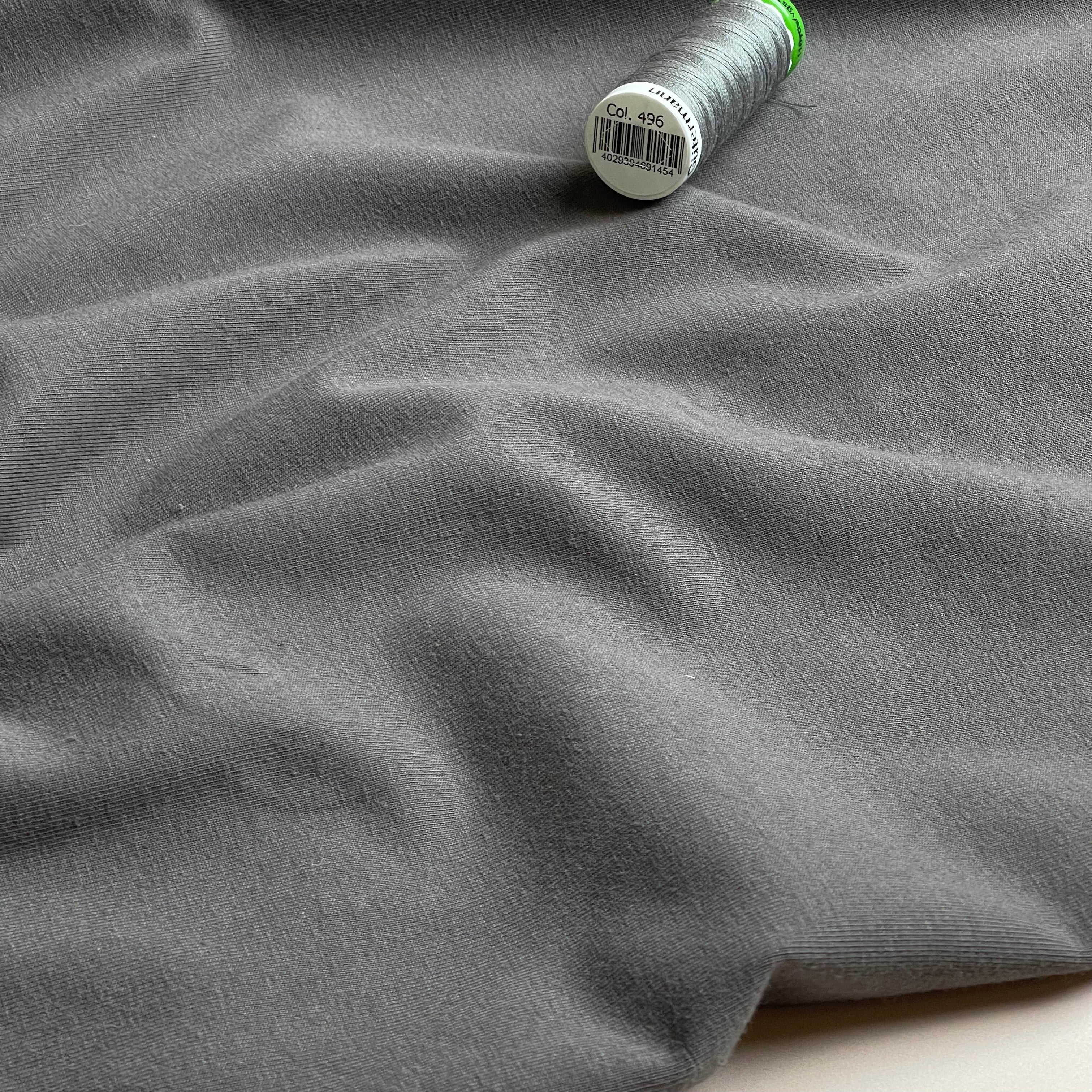 Essential Chic Dark Grey Plain Cotton Jersey Fabric